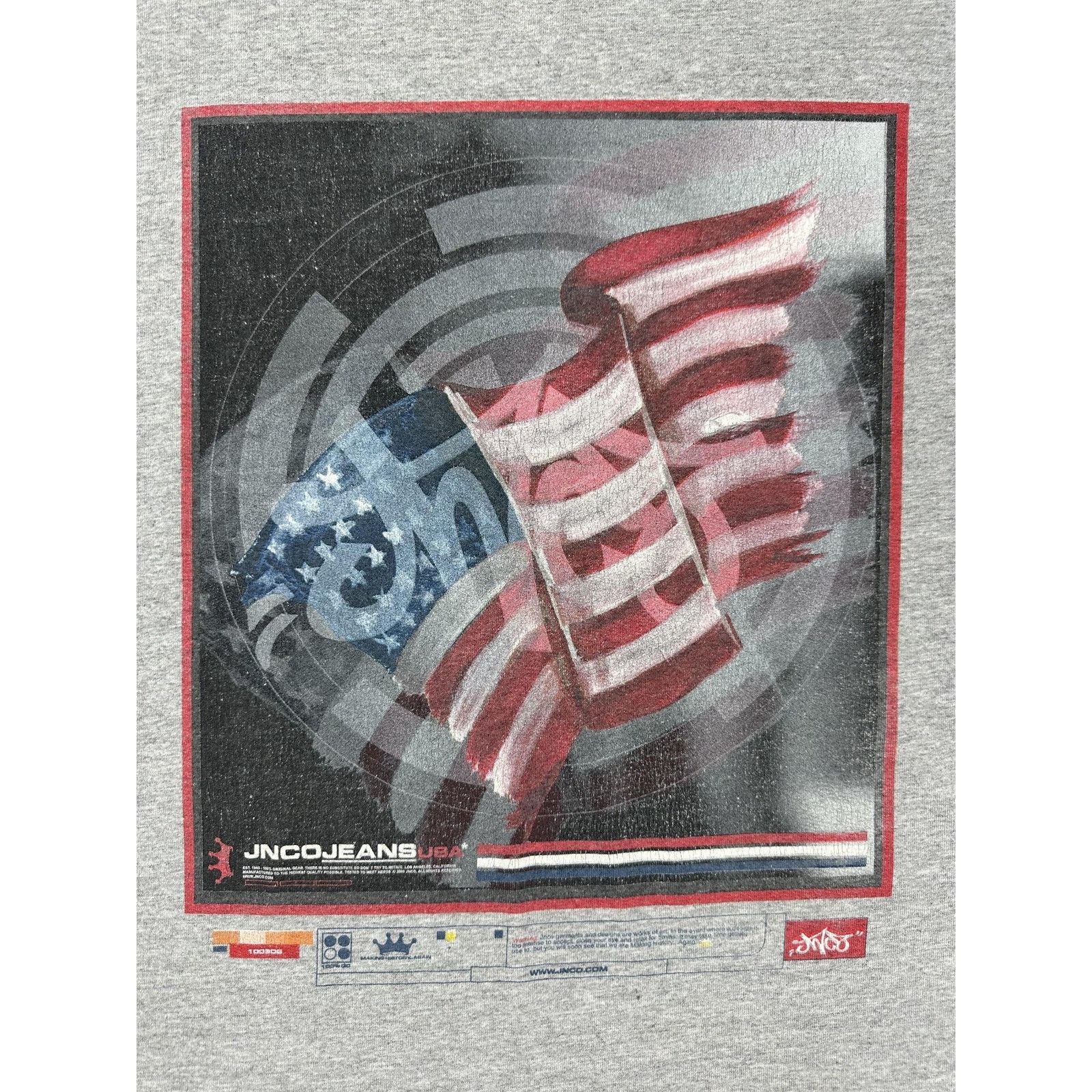 JNCO JNCO Jeans Shirt Sz XL Gray Long Sleeve USA Flag Sleeve USA Size US XL / EU 56 / 4 - 2 Thumbnail
