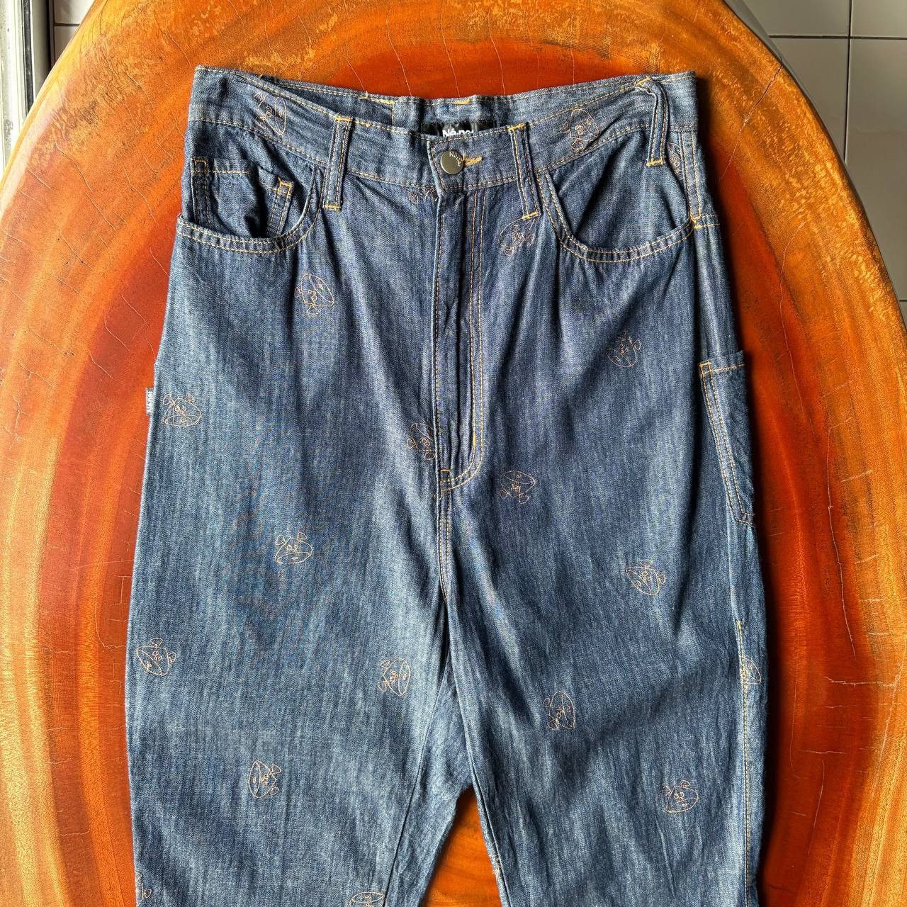 Ne-Net Ne-Net By Issey Miyake Embroidered Indigo Dye Jeans Pants Size US 30 / EU 46 - 3 Thumbnail