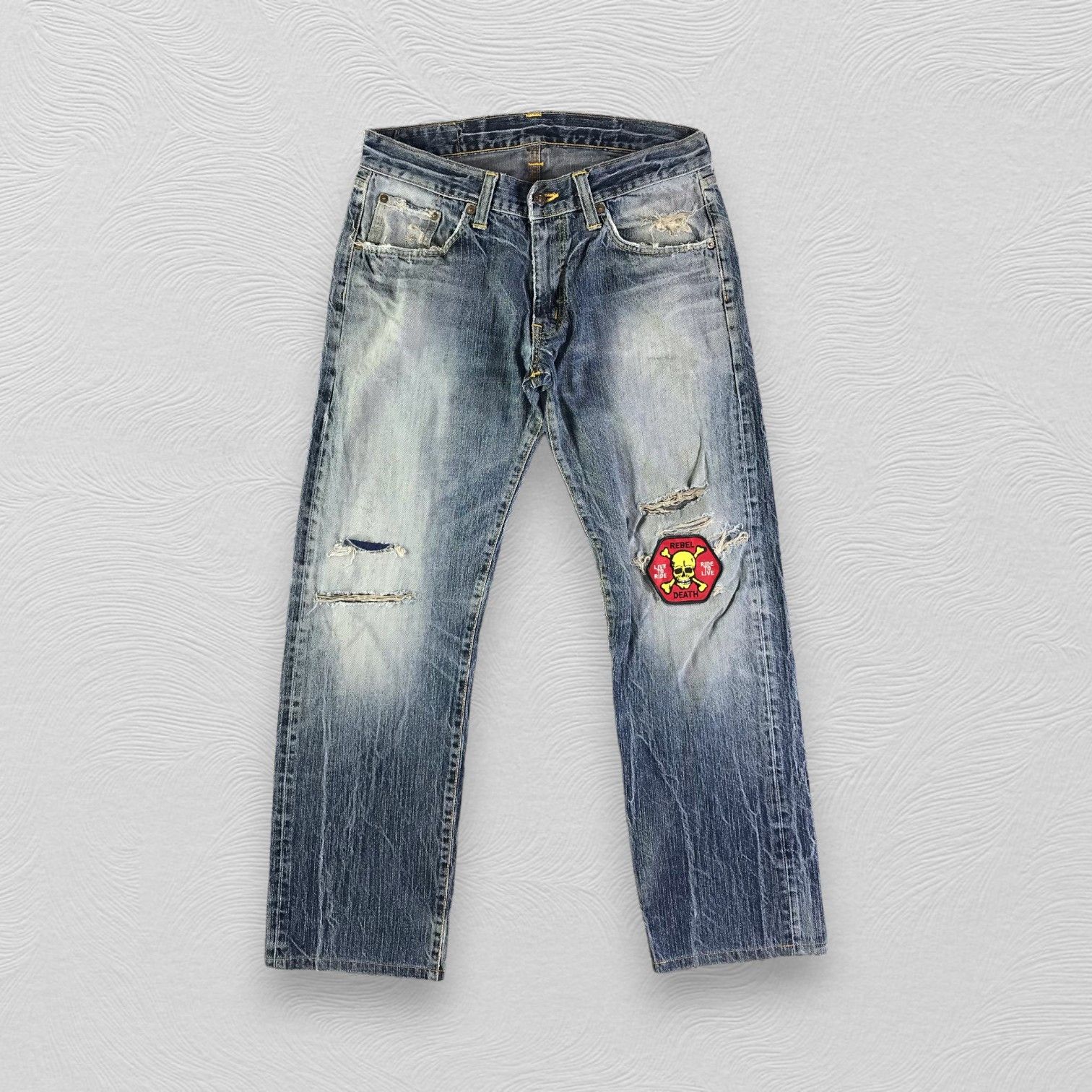 Edwin Vintage Ripped Edwin Jeans Patchwork Denim KJ2475 Size US 32 / EU 48 - 1 Thumbnail