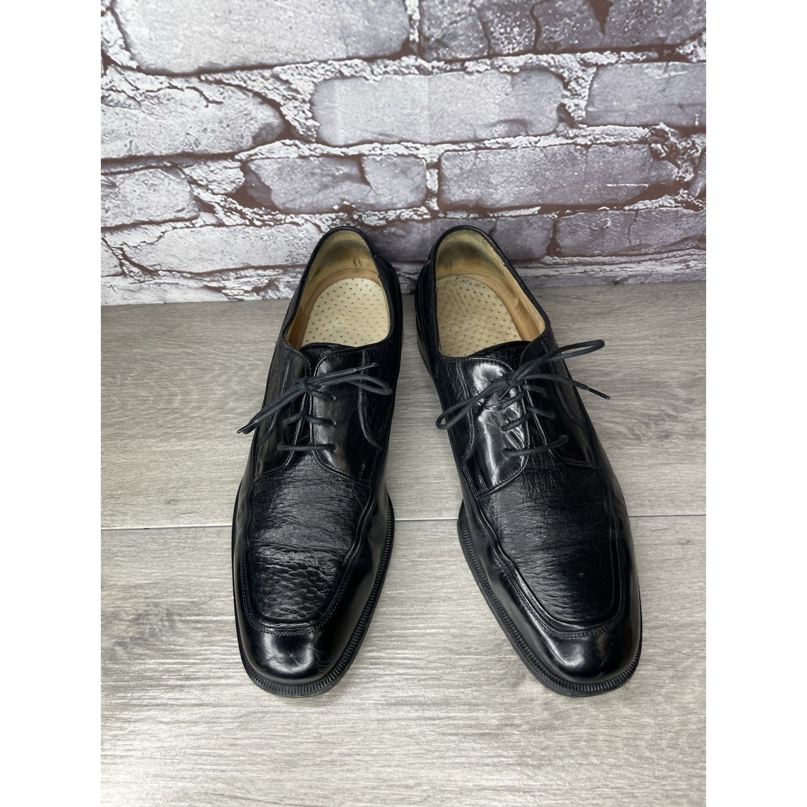 Johnston & Murphy Johnston & Murphy Black Leather Square Toe Italy Dress Shoe Size US 10 / EU 43 - 14 Thumbnail