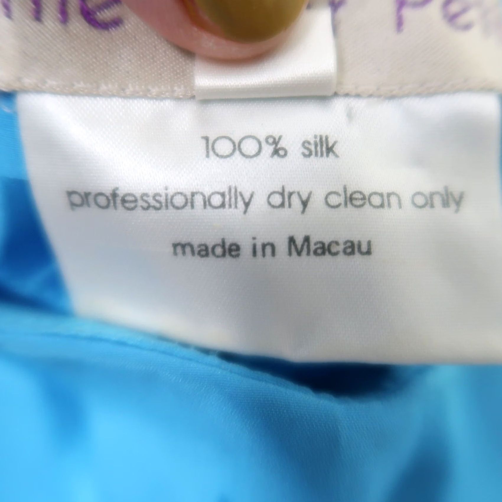 AQUA VINTAGE 80s Aqua Blue Silk Satin Ribbon Print Midi Dress 8P Woman Long Sleeve A-Line Petites 8 Spring 100% Silk Joanie Char Women Size M / US 6-8 / IT 42-44 - 6 Thumbnail