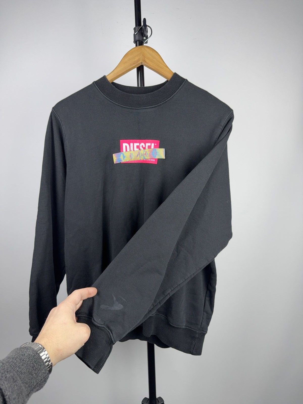 Diesel Diesel Y2K Holographic Logo luxury Sweatshirt Black Size M Size US M / EU 48-50 / 2 - 7 Thumbnail