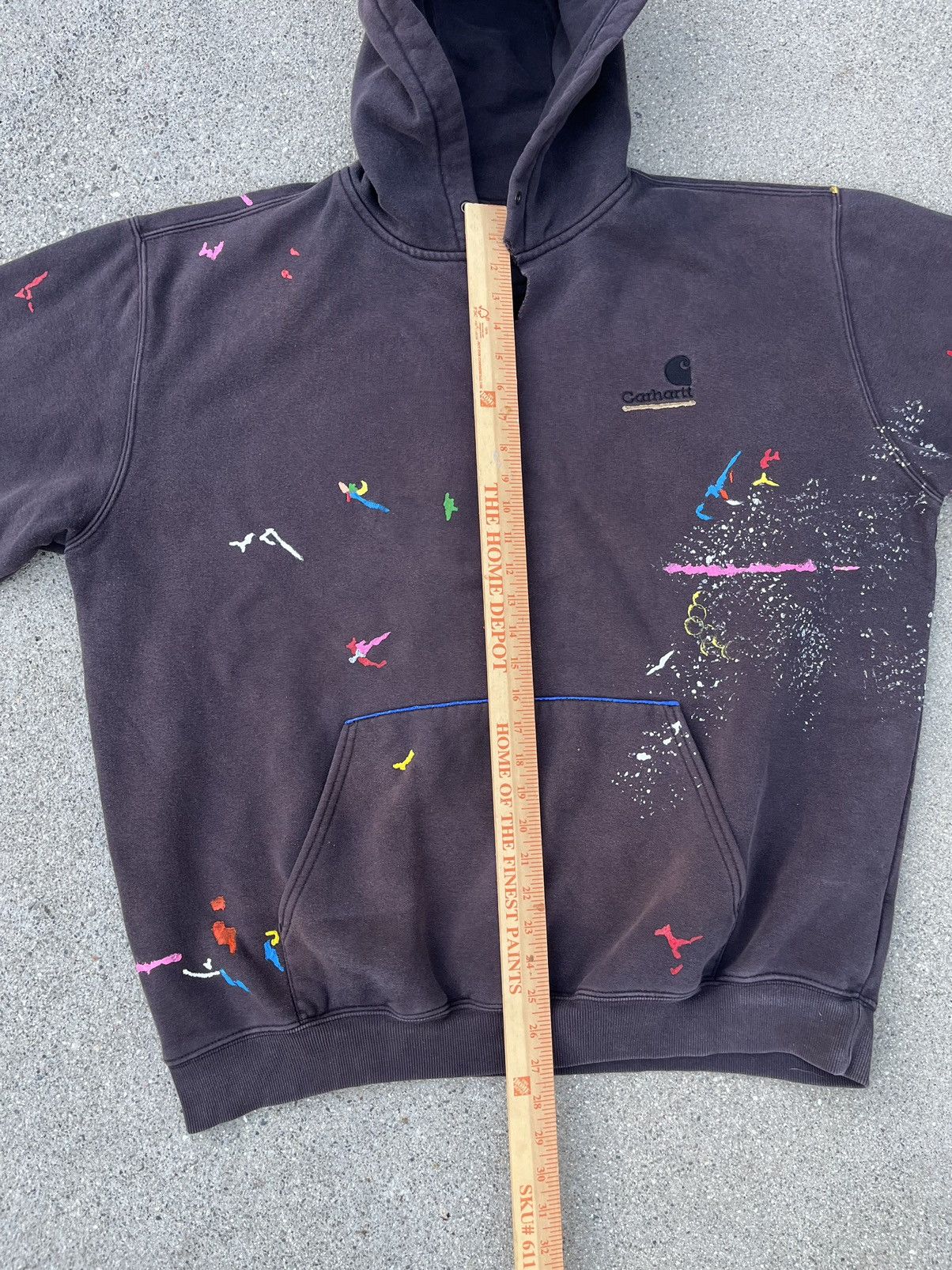 Carhartt Custom Carhartt Hoodie Sweatshirt Sun Fade Distressed Thrash Size US XL / EU 56 / 4 - 6 Thumbnail