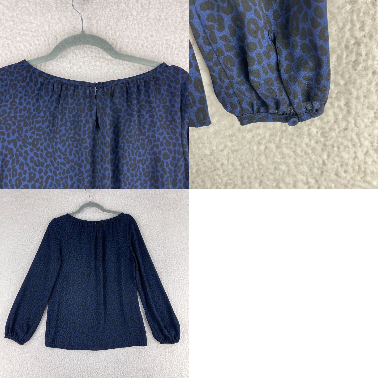 Ann Taylor Ann Taylor LOFT Shirt Women Small Blue Animal Print Long Sleeve Lightweight Size S / US 4 / IT 40 - 9 Thumbnail