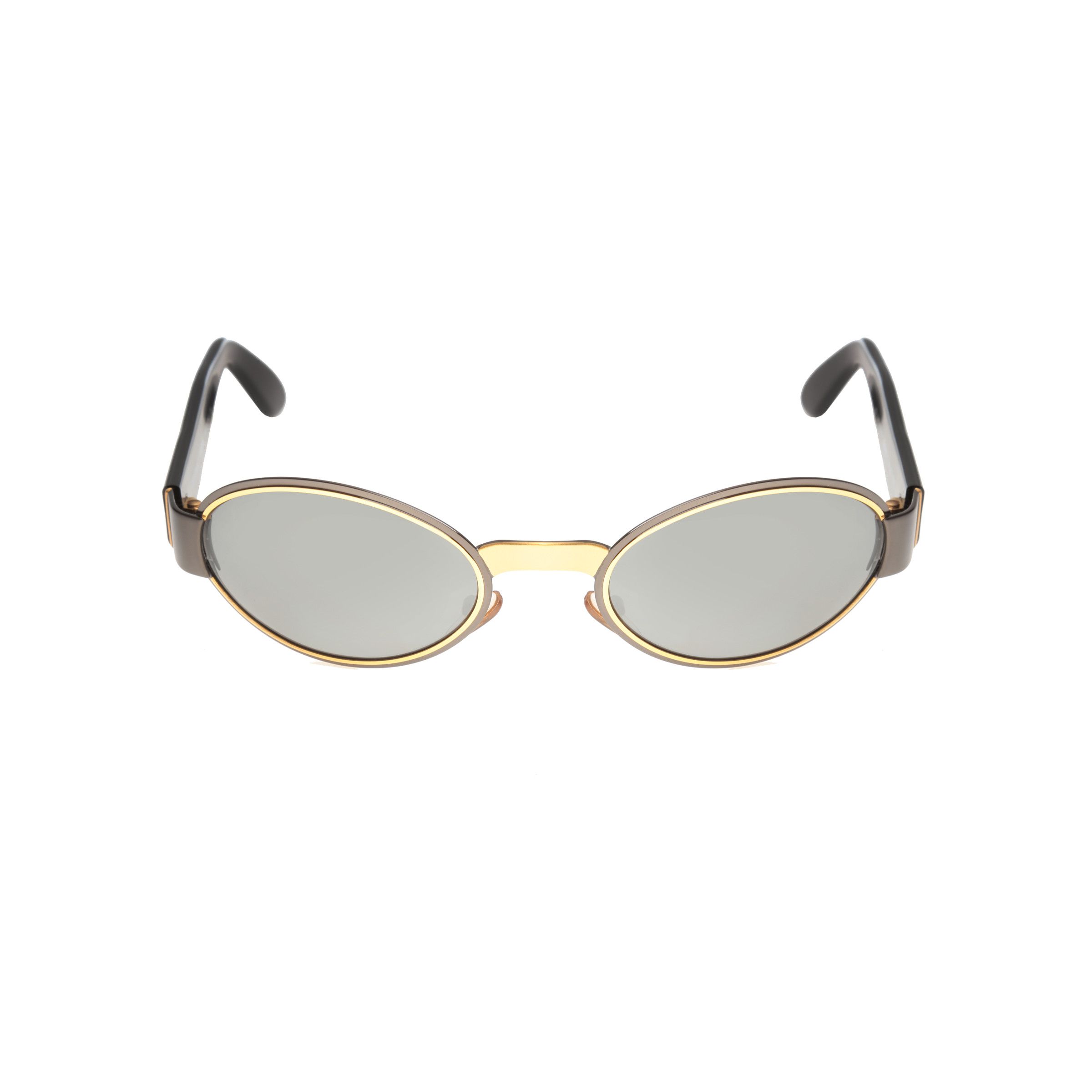 Gianfranco Ferre 90's Black & Gold Oval Sunglasses