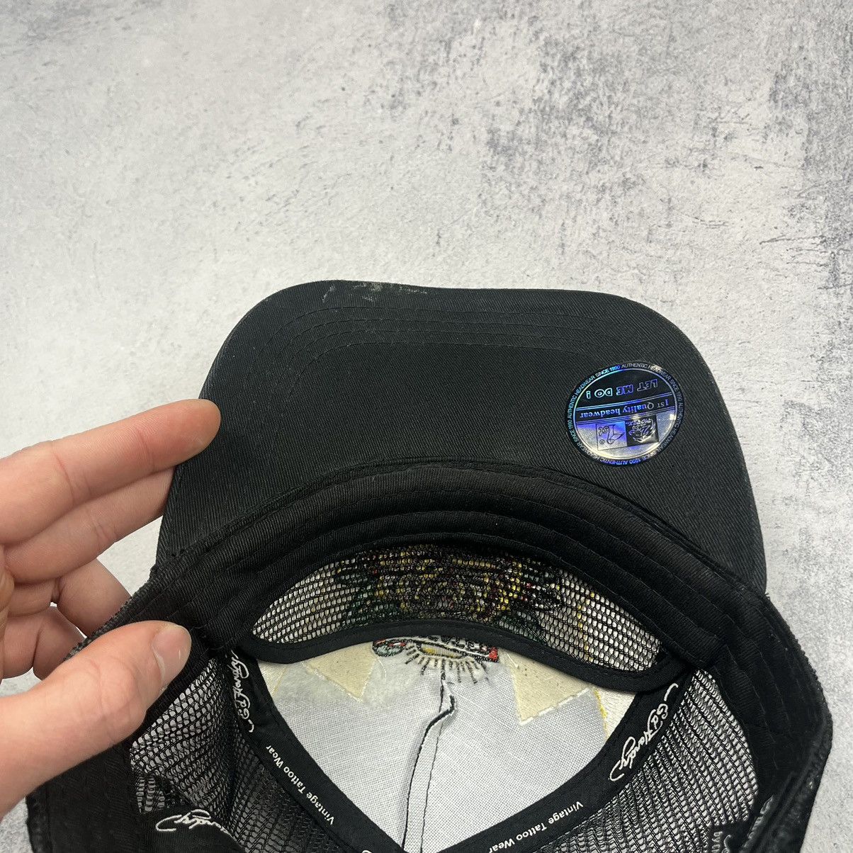 Ed Hardy × Vintage Vintage Ed Hardy rose tattoo y2k trucker cap 90’s Size ONE SIZE - 12 Thumbnail