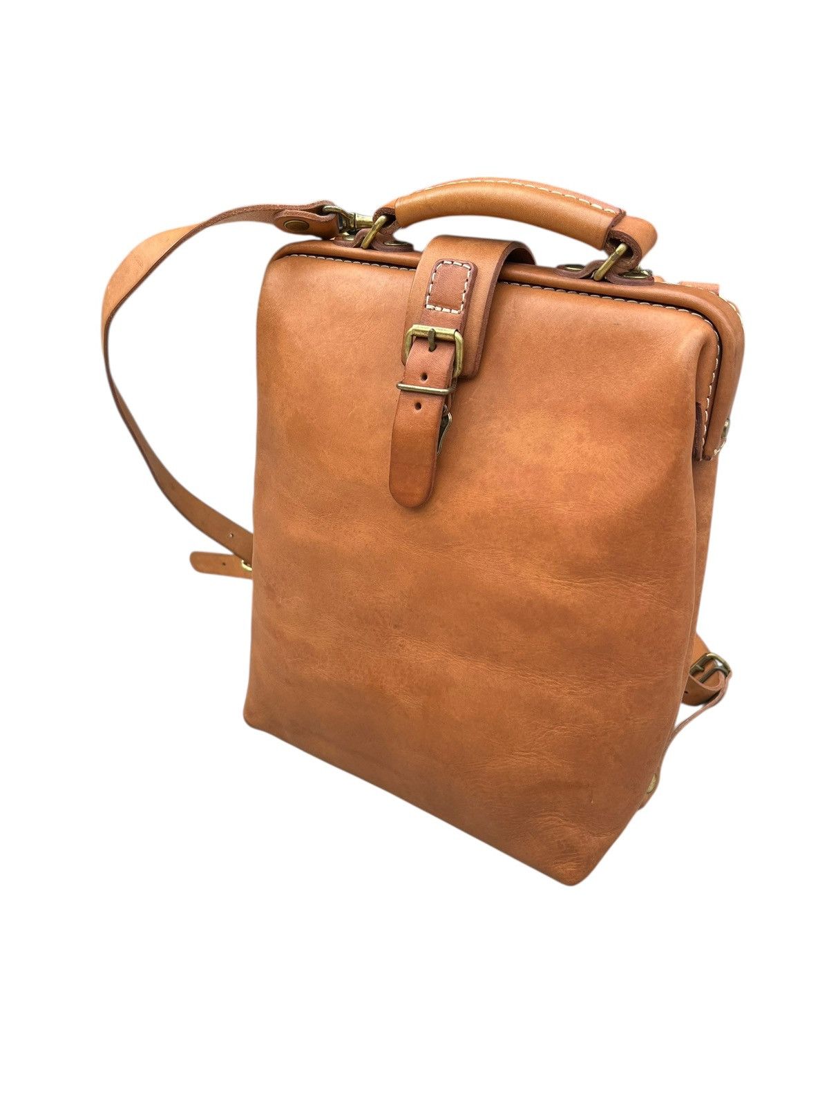 Leather Vintage HERZ Japan Patina Leather Backpack Rucksack Size ONE SIZE - 19 Thumbnail
