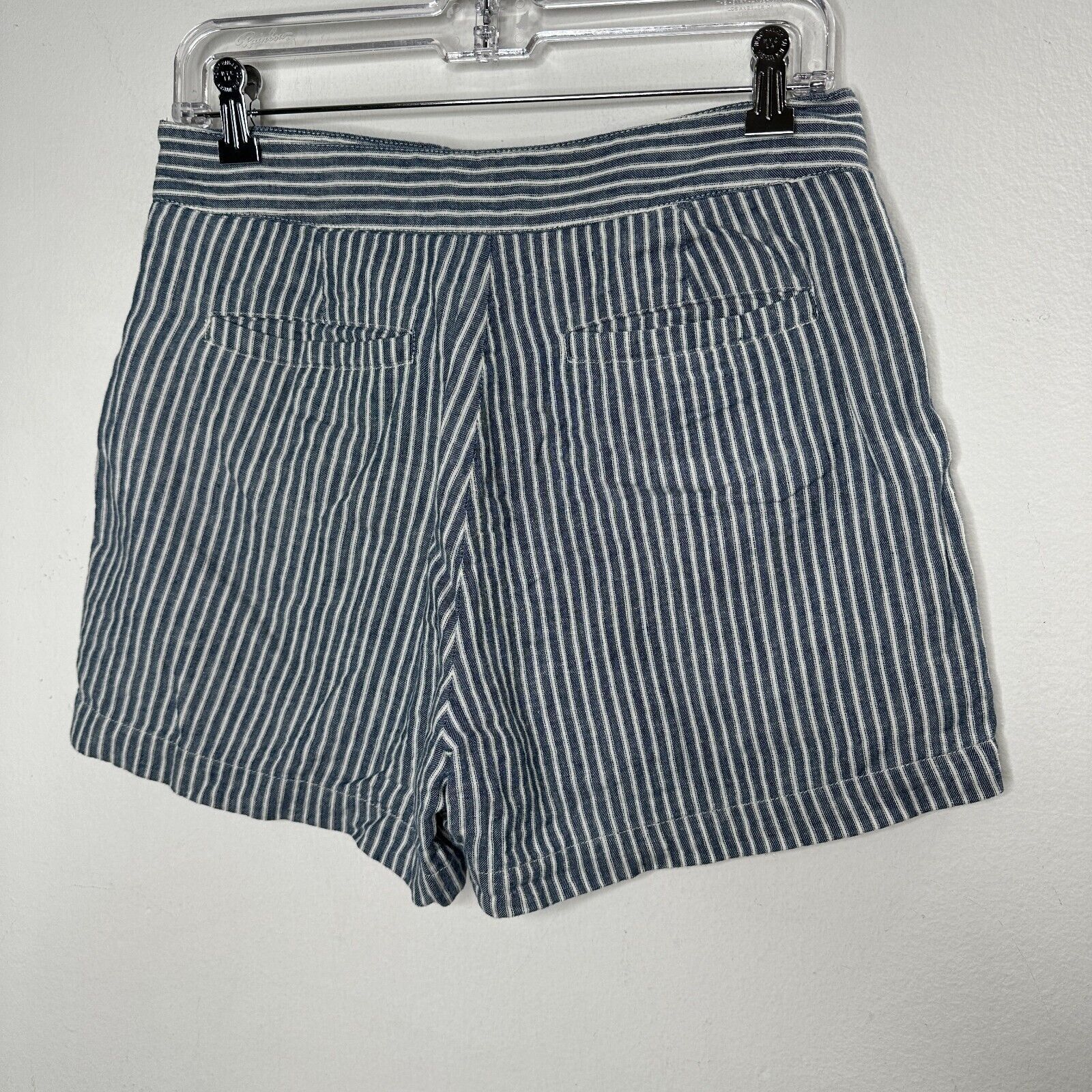 Madewell Madewell Jean Blue Striped High Waist Pockets Lace-Up Shorts Size 27" / US 4 / IT 40 - 2 Thumbnail