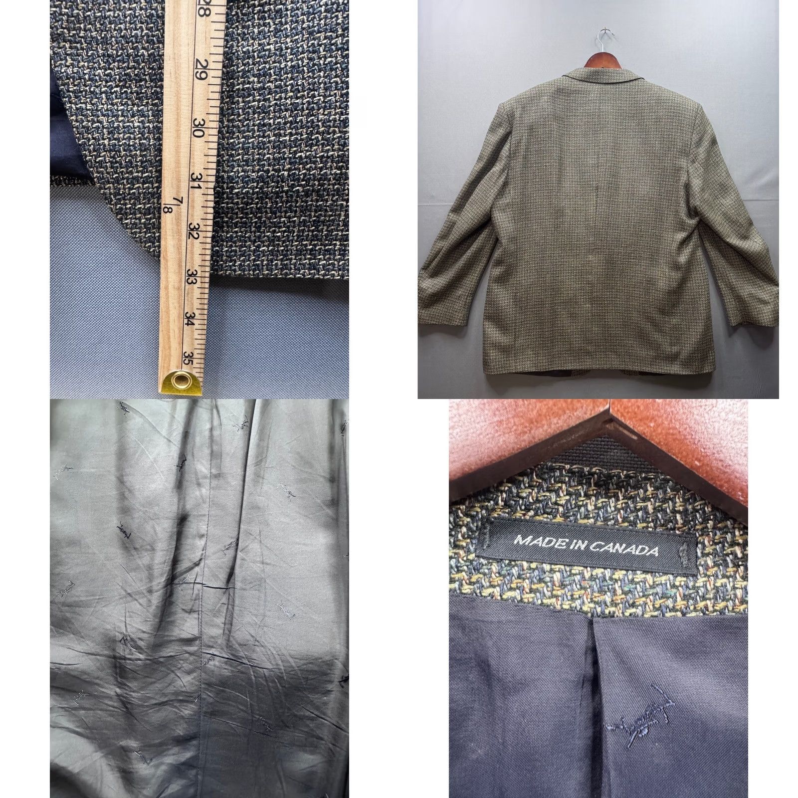 Yves Saint Laurent VINTAGE Yves Saint Laurent Blazer Men Wool Silk Blend Tweed Geometric Notch Lapel Notch Single-Breasted Two-Button 43 Chest Regular Fit Brown Size 42R - 8 Thumbnail