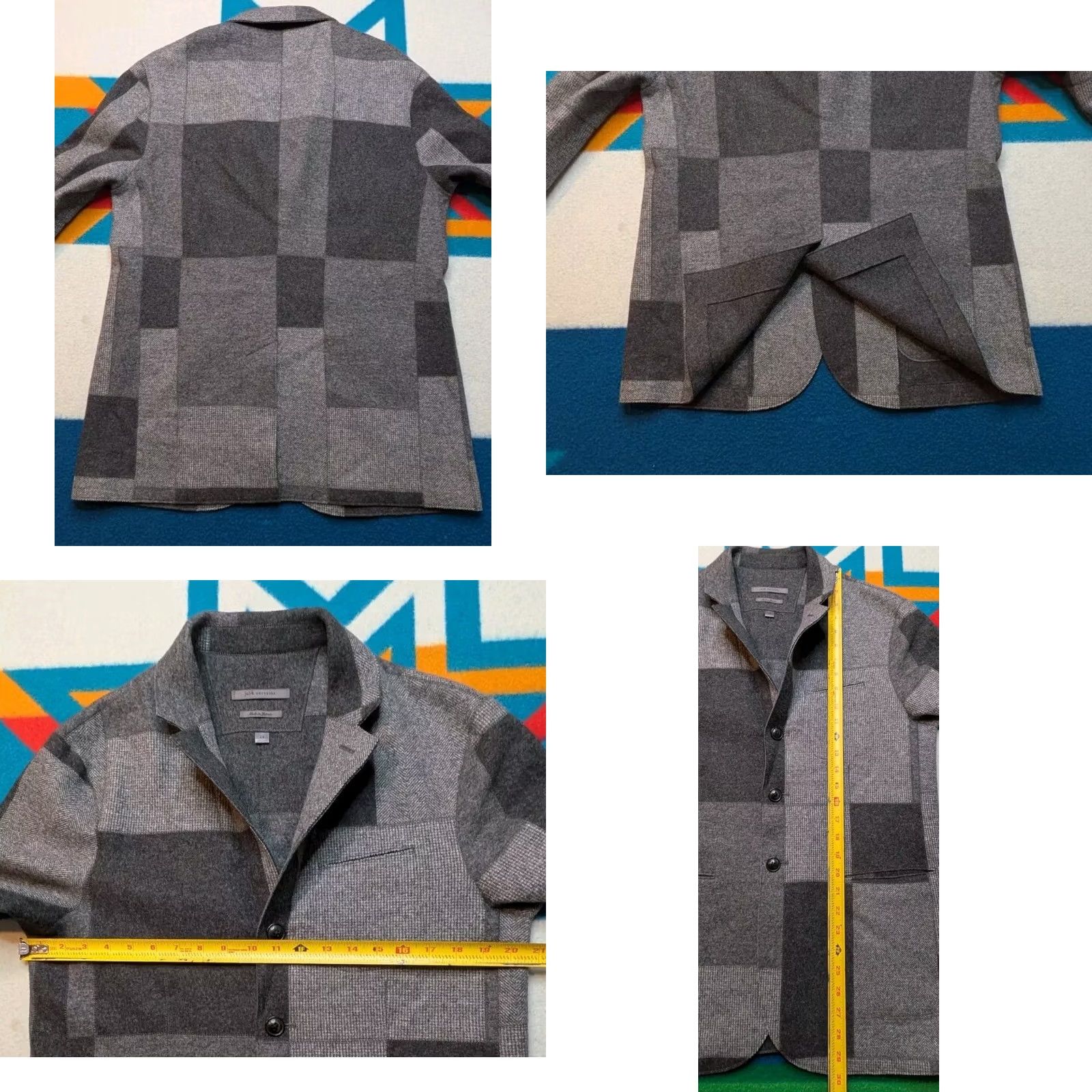 John Varvatos John Varvatos Blazer Jacket Coat Wool Cashmere Patchwork Japan Size 48 Gray Mens Designer Size 48R - 8 Thumbnail
