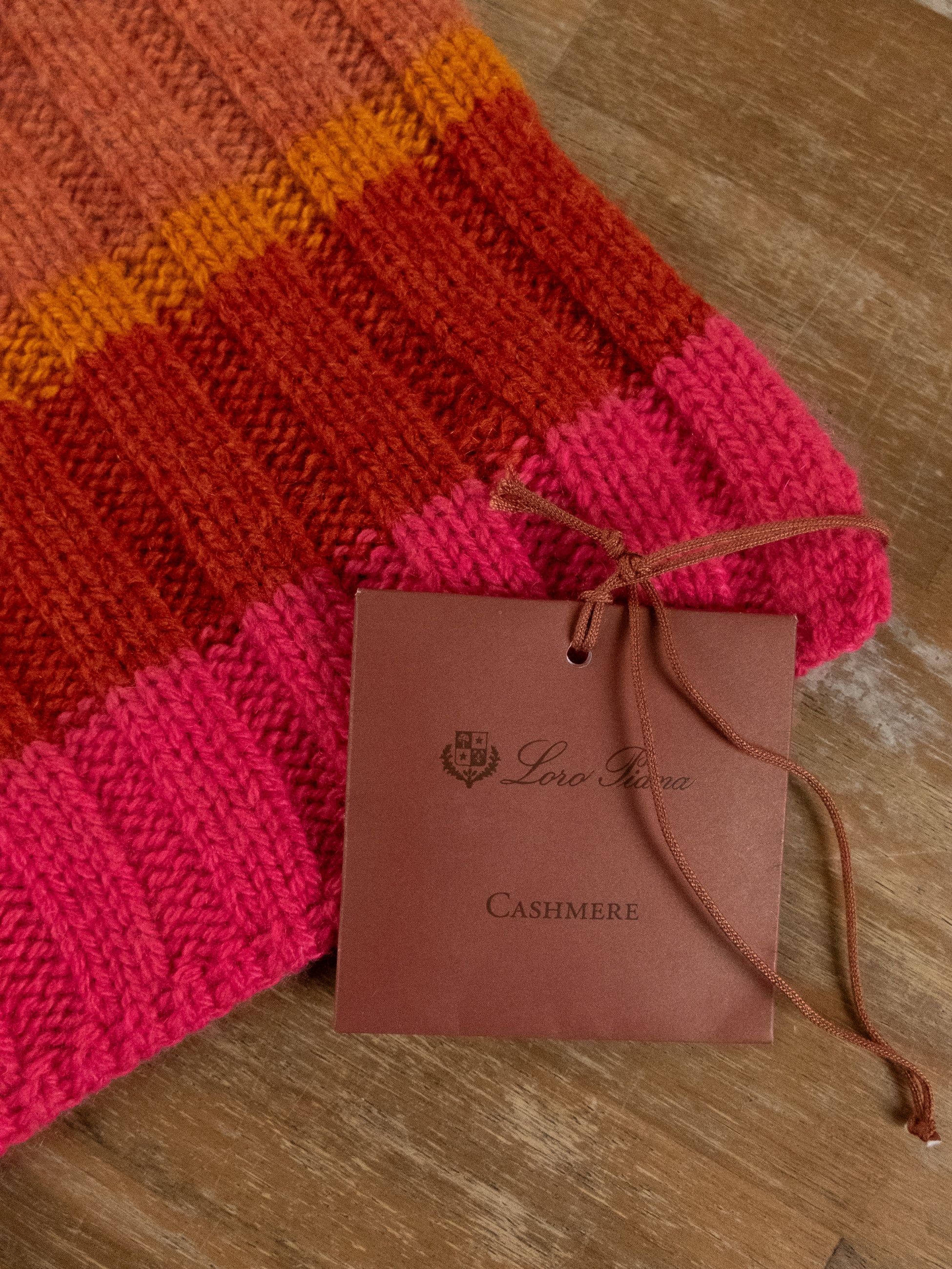 Loro Piana LORO PIANA Deer Valley red pink orange knit cashmere scarf Size ONE SIZE - 2 Thumbnail