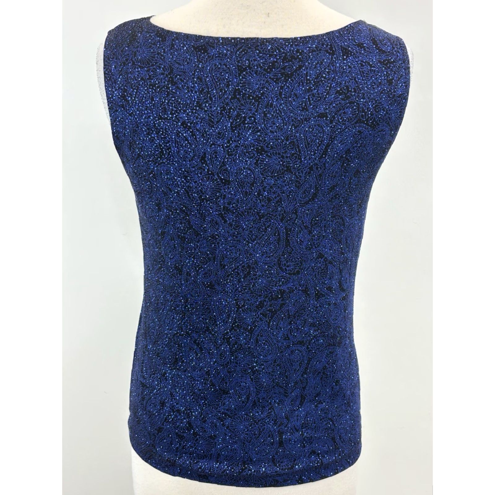 Vintage Chicos Travelers Tank Top Shirt Sz 1 US Medium Black Paisley Shimmer Glitter Sleeveless Acetate Blend Travel Size M / US 6-8 / IT 42-44 - 3 Thumbnail