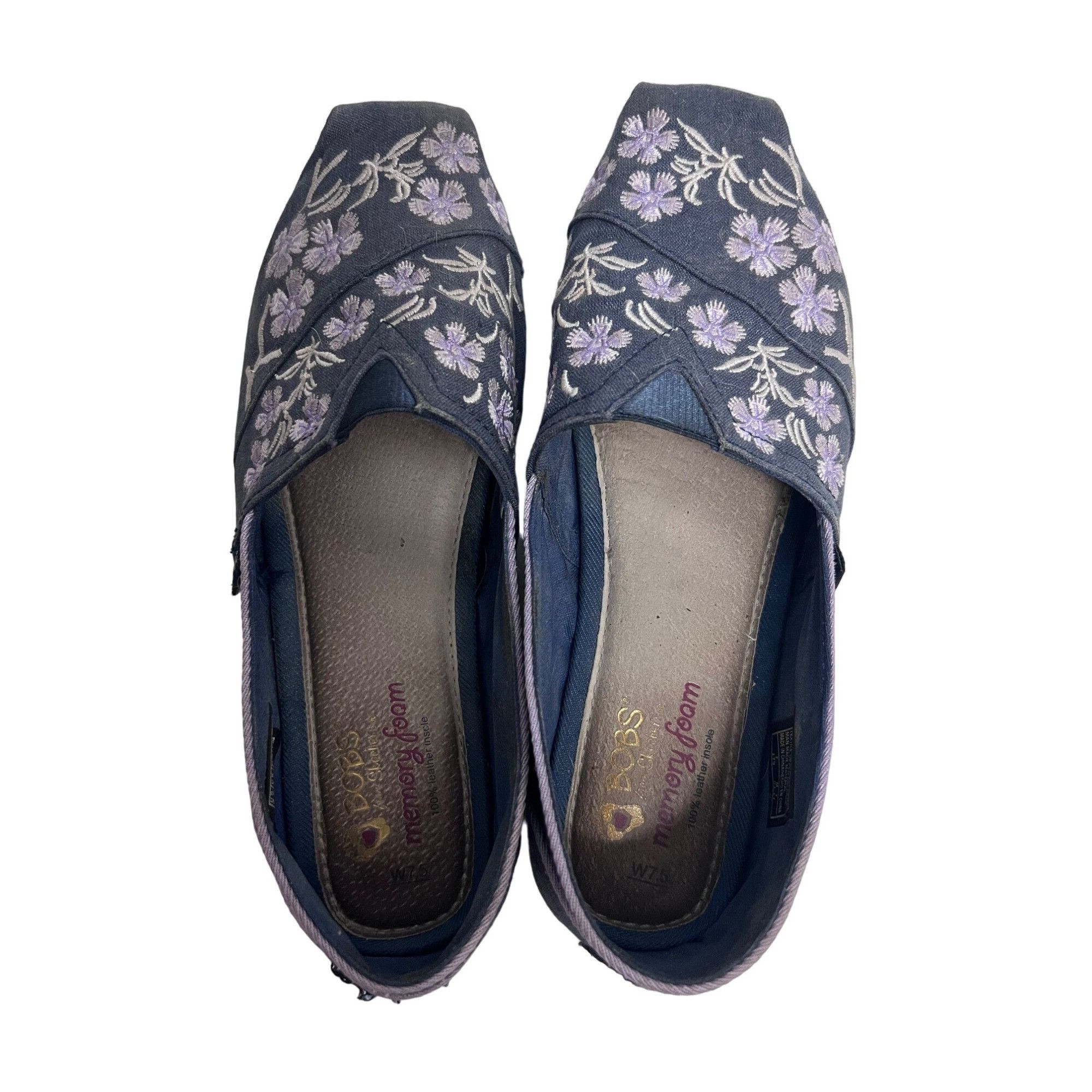 SKECHERS Skechers Bobs Womens Blue Floral Canvas Shoes US 7.5 Slip On Size US 7.5 / IT 37.5 - 3 Thumbnail