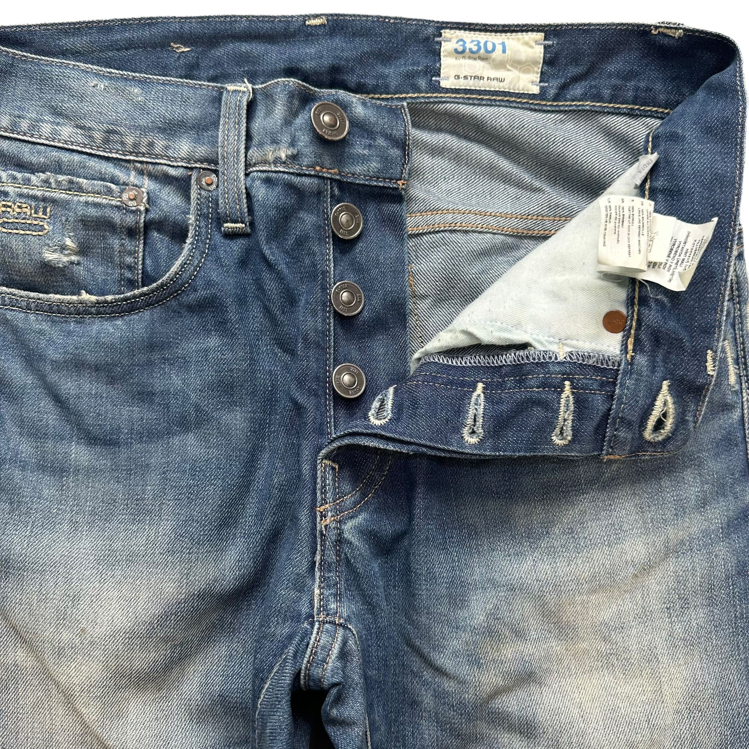 G-Star 3301 by G Star Raw Fly Button Distressed Denim Pant #9110-57 Size US 29 - 5 Thumbnail