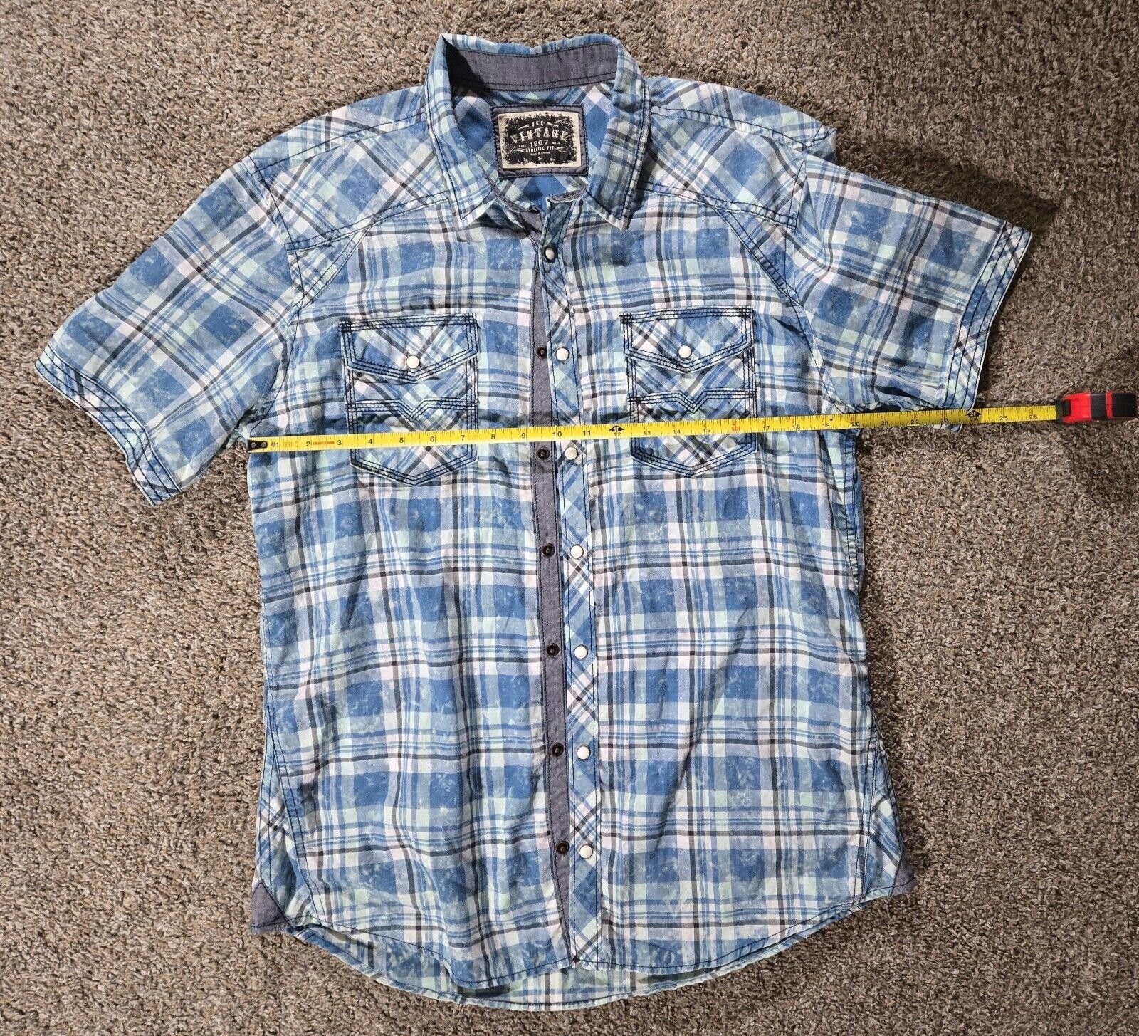 BKE BKE Vintage Blue White Plaid Athletic Fit Button Up Shirt L Size US L / EU 52-54 / 3 - 7 Thumbnail