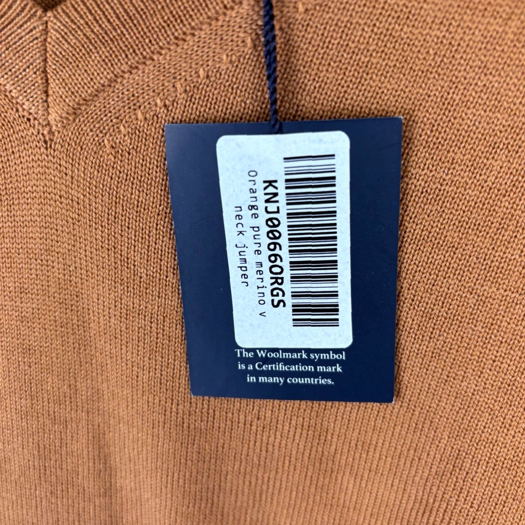 Charles Tyrwhitt Charles Tyrwhitt V-Neck Jumper Mens Small Burnt Orange Pure Merino Wool Pullover Knit Sweater Long Sleeve Casual Regular Wool Tone Orange Mens S Size US S / EU 44-46 / 1 - 3 Thumbnail