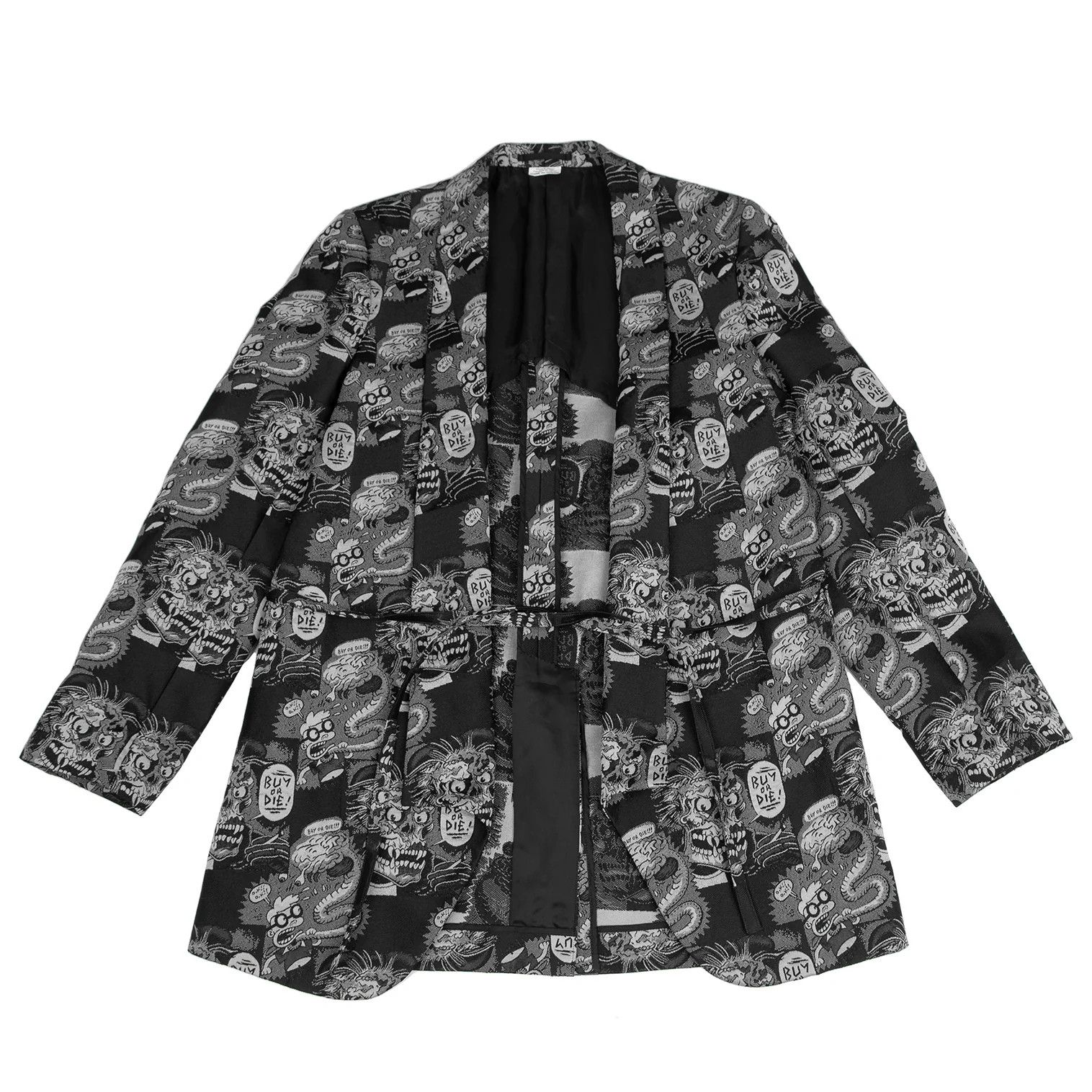 Comme des Garcons Homme Plus Comic Jacquard Drawstring Jacket in Black and Gray M Size US M / EU 48-50 / 2 - 1 Thumbnail