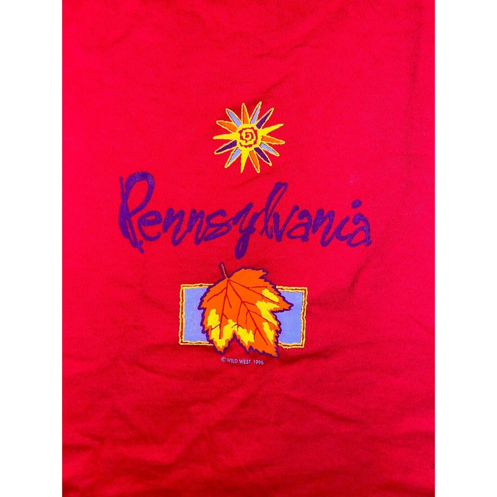 Vintage Vintage Pennsylvania Shirt Fall leaves Leaf Red Tee 90s L Size US L / EU 52-54 / 3 - 2 Thumbnail