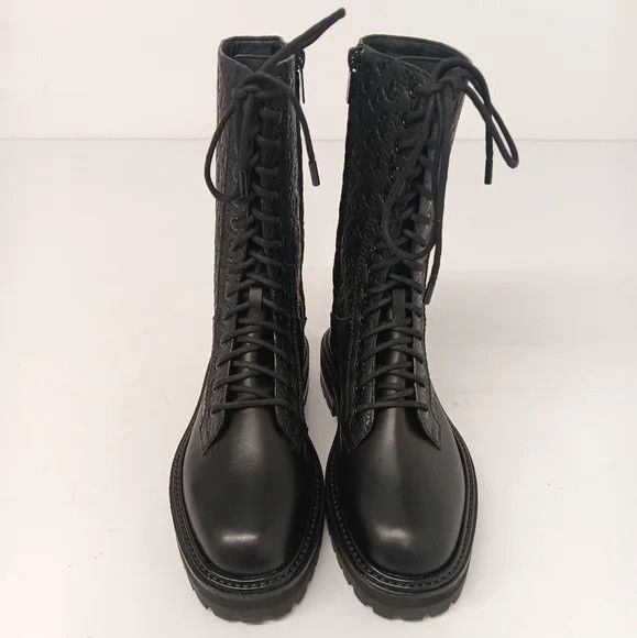 Jimmy Choo Cora Logo Debossed Combat Boots - EU36.5/US6.5