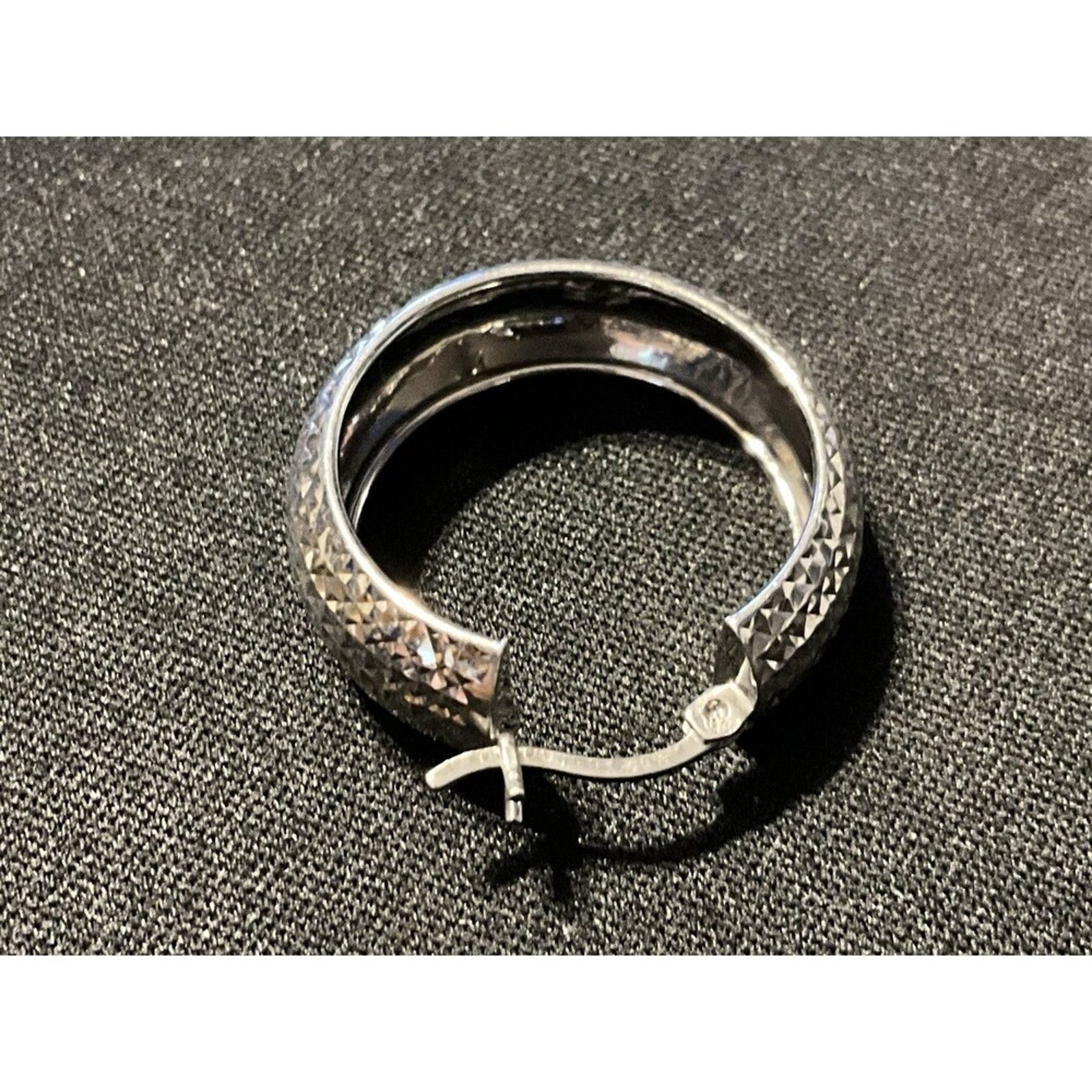 Other 925 Textured Pierced Hoops Very Light Weight Size ONE SIZE - 4 Thumbnail