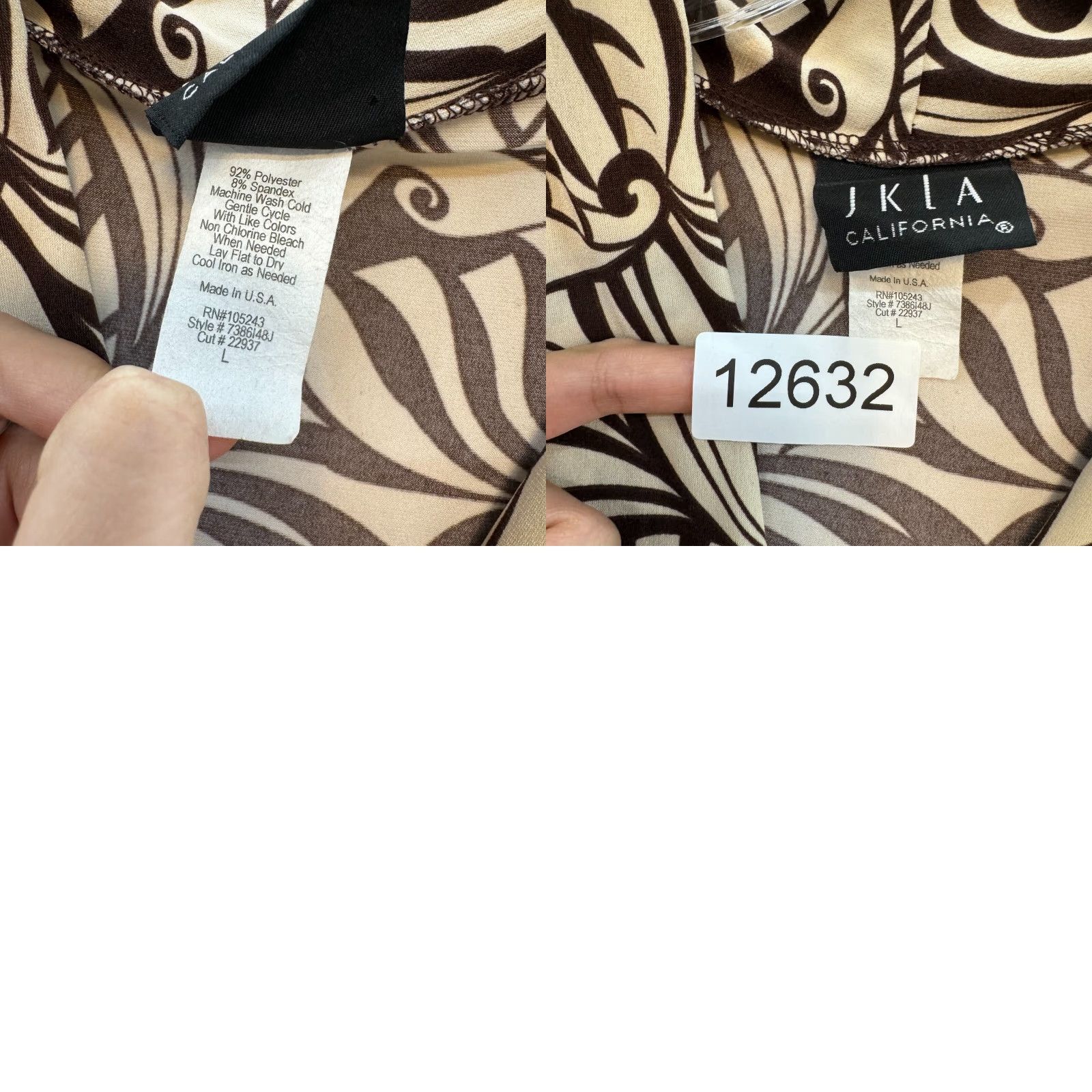 Vintage VINTAGE 90s Y2K Slinky Stretch Top L Brown Beige Sleeveless Pattern Print Shirt Mens Size L / US 10 / IT 46 - 8 Thumbnail