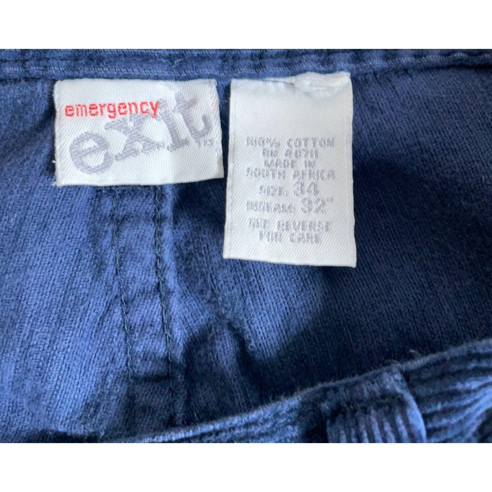 Vintage VINTAGE Emergency Exit Men's Cargo Pants Baggy Corduroy 32x31 Dark Blue 90s Grunge Skater Size US 32 / EU 48 - 3 Thumbnail