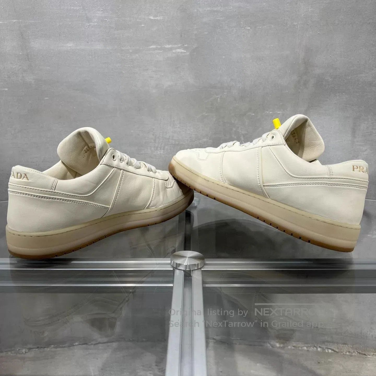 Prada White Low-Top Leather Sneakers Size 9. Size US 9 / EU 42 - 5 Thumbnail