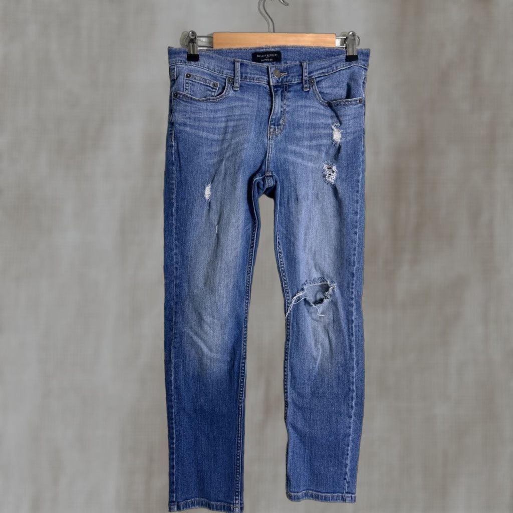 Banana Republic VINTAGE Banana Republic Girlfriend Jeans Medium Wash Distressed 26P Petite Blue 26" Inseam Womens Size 26" / US 2 / IT 38 - 1 Thumbnail