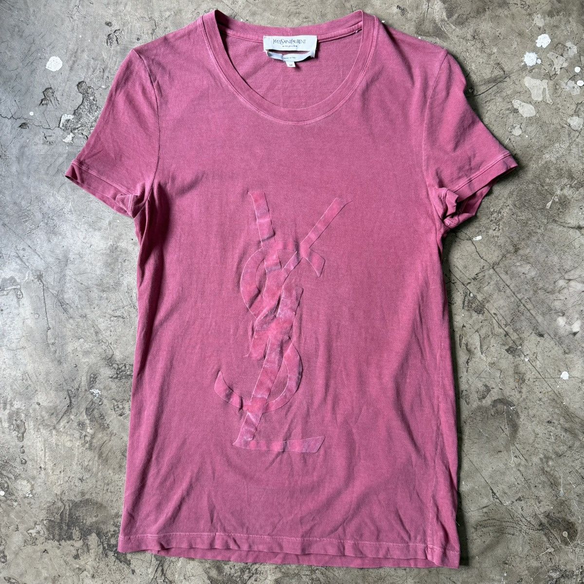 YVES Saint Laurent - Rive Gauche - YSL Velvet Print Shirt in Pink, Women's (Size Medium)
