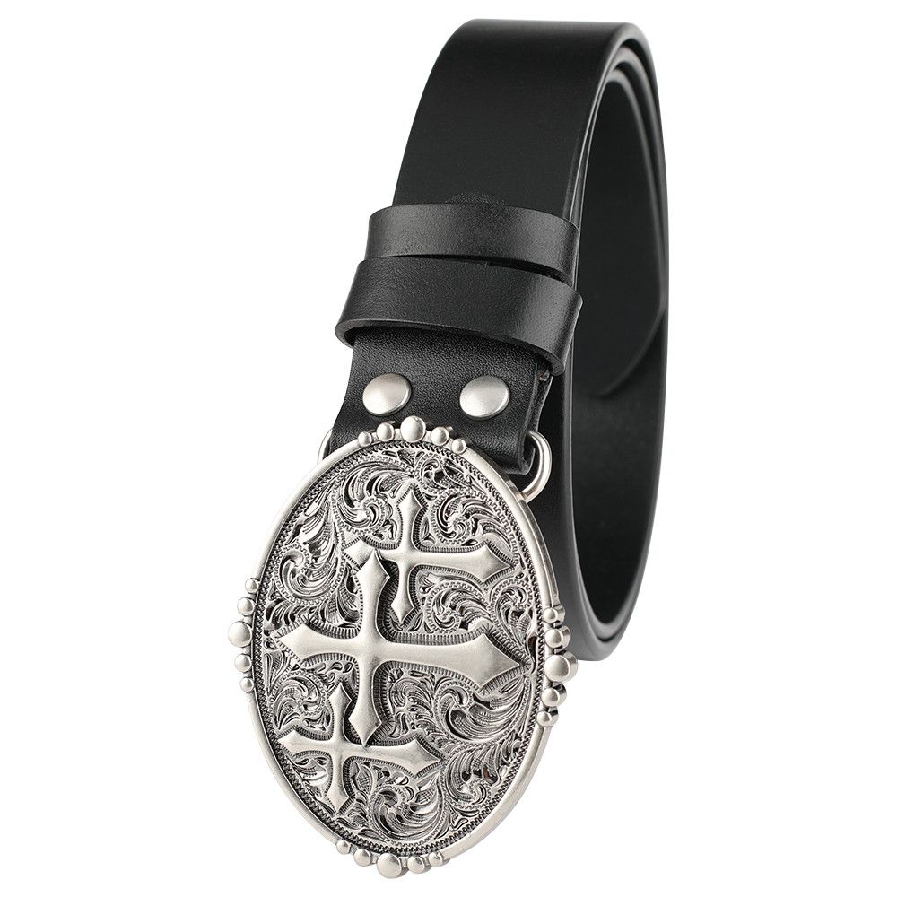 Designer Cross Design Vintage Belt Riveted Belts Menswear Accessories Size ONE SIZE - 2 Thumbnail