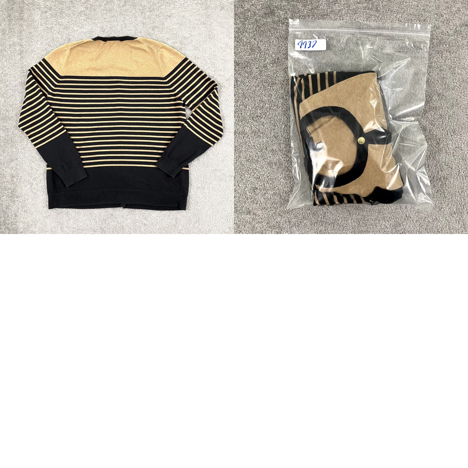 Lands' End LAND END Sweater Cardigan Womens Large 14-16 Blue Brown Striped Nautical Pockets Size L / US 10 / IT 46 - 8 Thumbnail