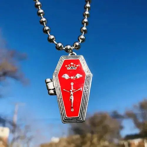 High Sport × Jewelry Goth Enamel Red Coffin Pendant Ball Chains Necklace Choker Size ONE SIZE - 1 Thumbnail