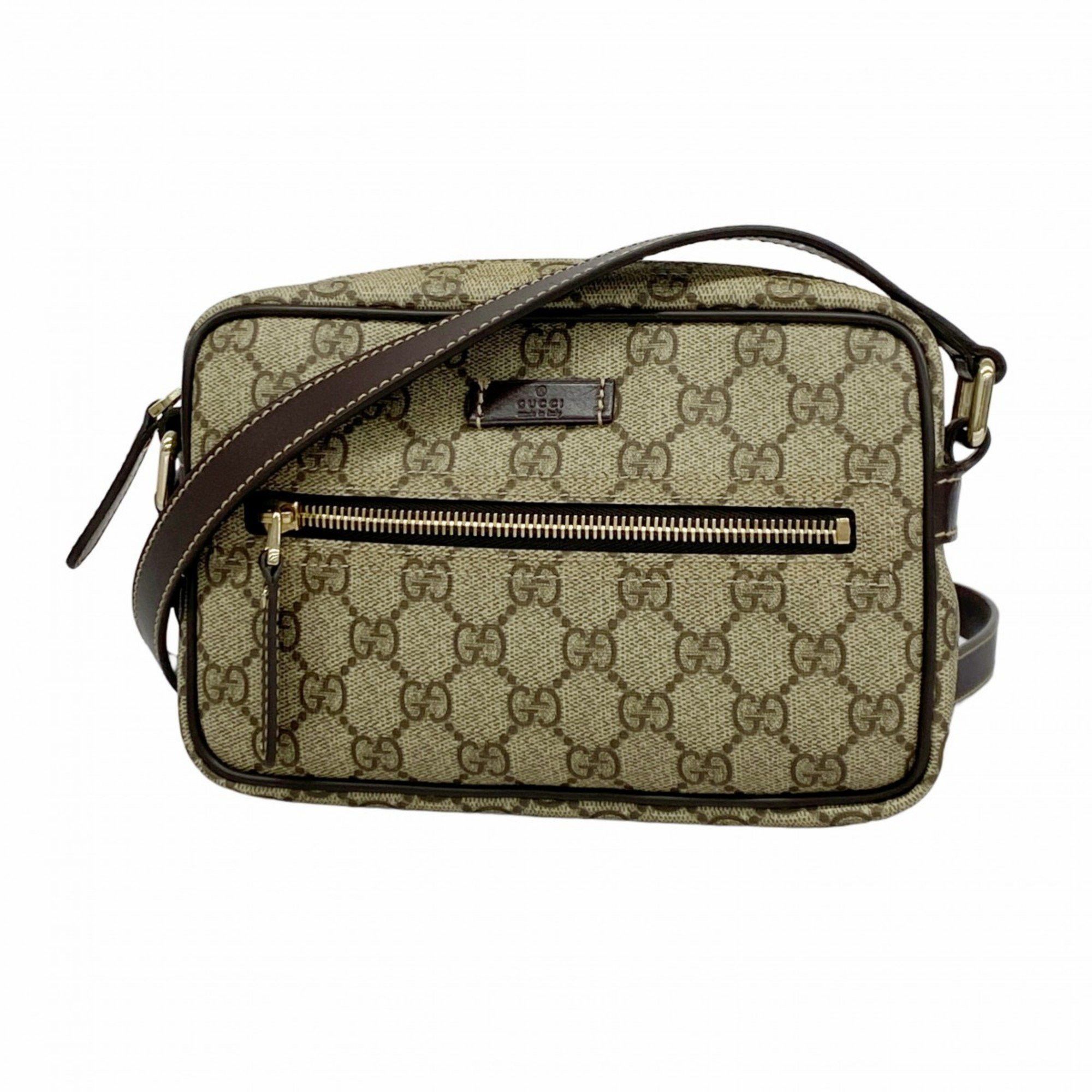 Gucci Shoulder Bag GG Supreme 201447 Brown Champagne Ladies, Women's