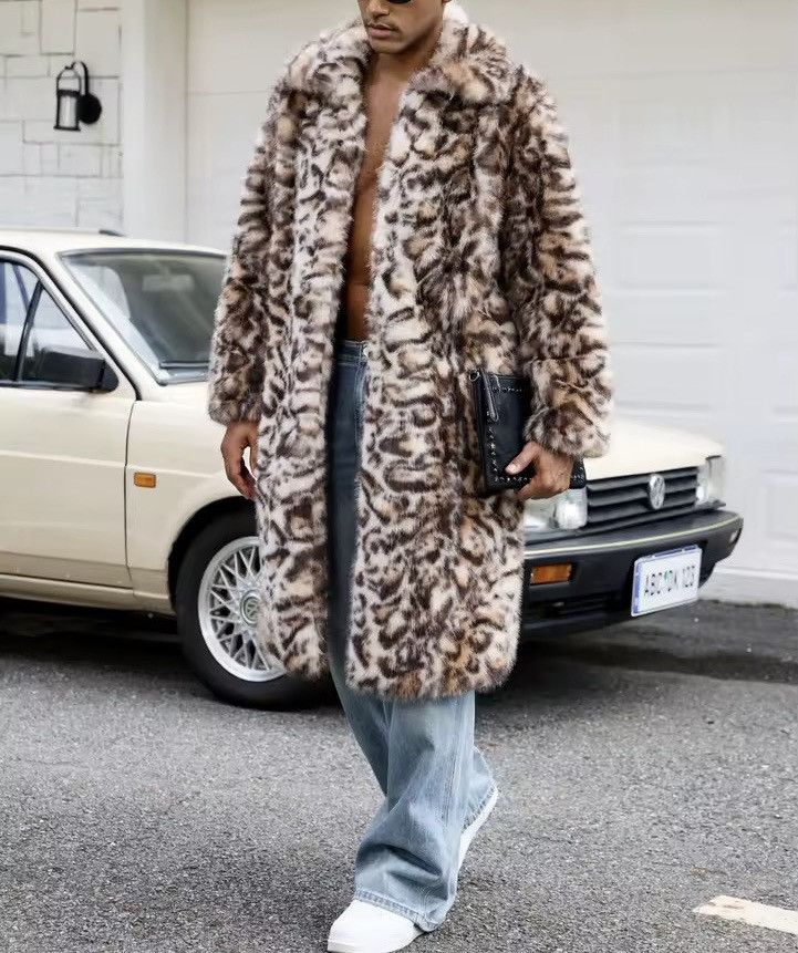 Vintage Leopard Fur Midi Y2K Vintage Style Warm Coat Jacket Size US L / EU 52-54 / 3 - 3 Thumbnail
