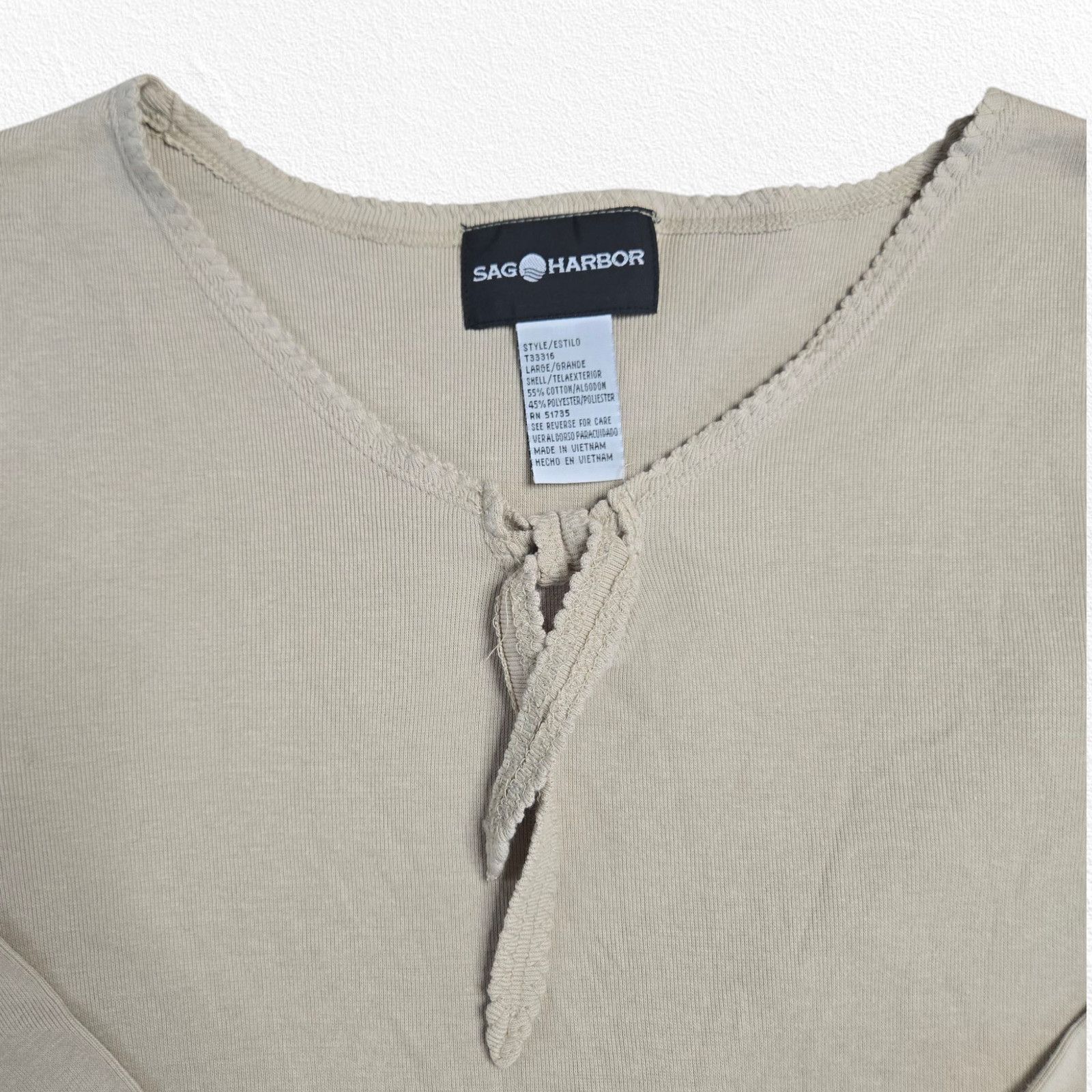 Other Y2K Sag Harbor Beige 3/4 Sleeve Knit Top Size Large Size L / US 10 / IT 46 - 3 Thumbnail