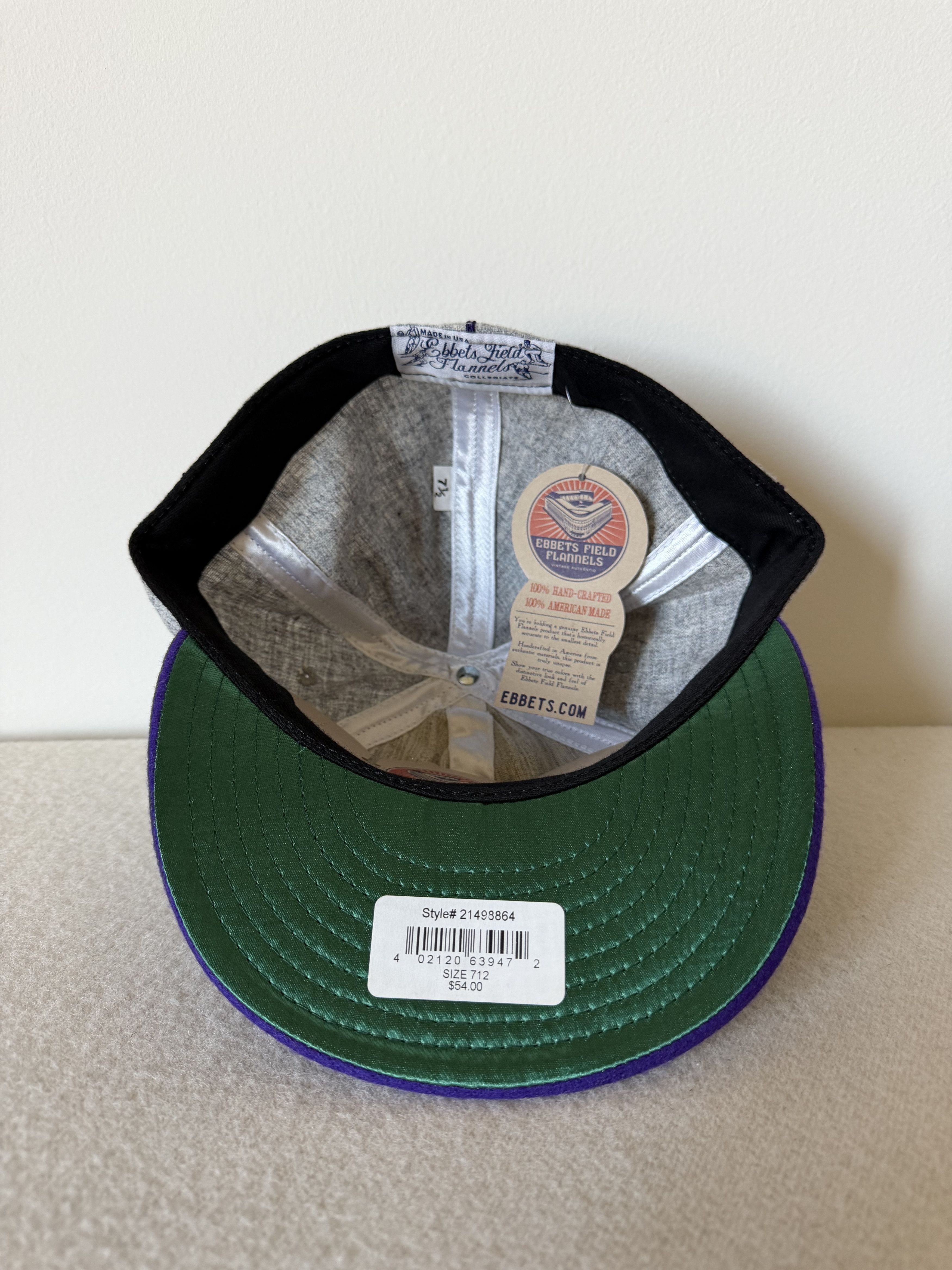 Ebbets Field Flannels 7 1/2 Ebbets University of Washington 1938 Vintage Hat Size ONE SIZE - 5 Thumbnail