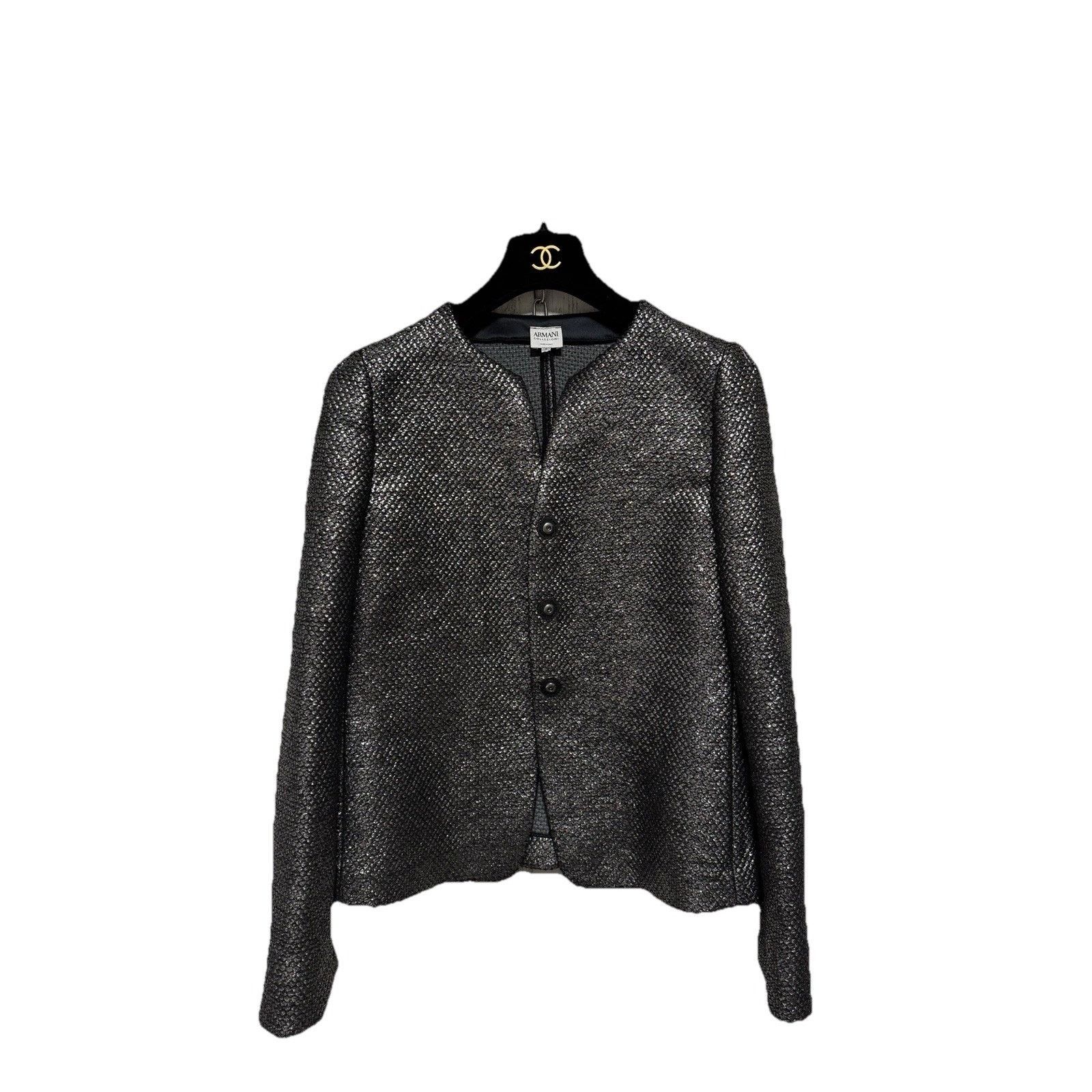 Armani Collezioni Armani Collezioni Pewter Wool Silk Blazer Size M / US 6-8 / IT 42-44 - 2 Thumbnail