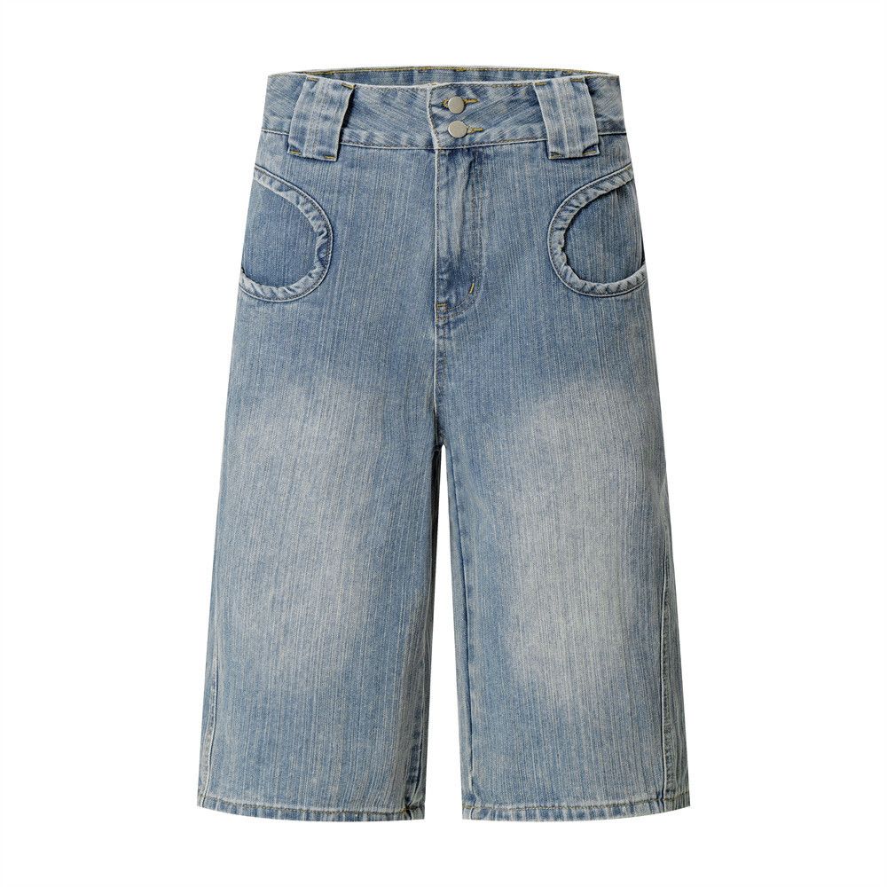 Japanese Brand × Jean Men's American retro loose straight washed denim shorts y2k Size US 32 / EU 48 - 1 Thumbnail