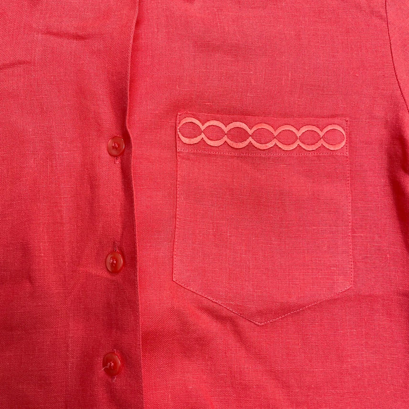 Talbots Talbots Shirt Womens 4P Petites Linen Button-Up Orange Short Sleeve Casual Classic 90s? Size S / US 4 / IT 40 - 4 Thumbnail