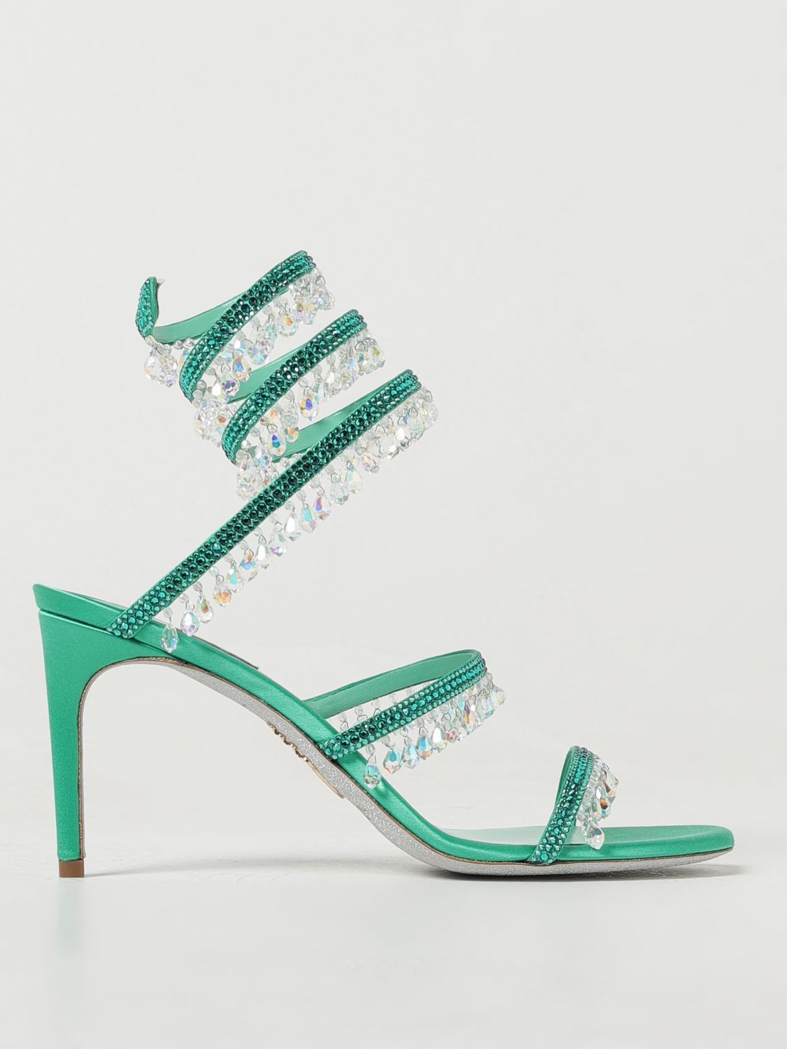image of Rene Caovilla Heel Shoesed Sandals Woman Green, Women's (Size 6)