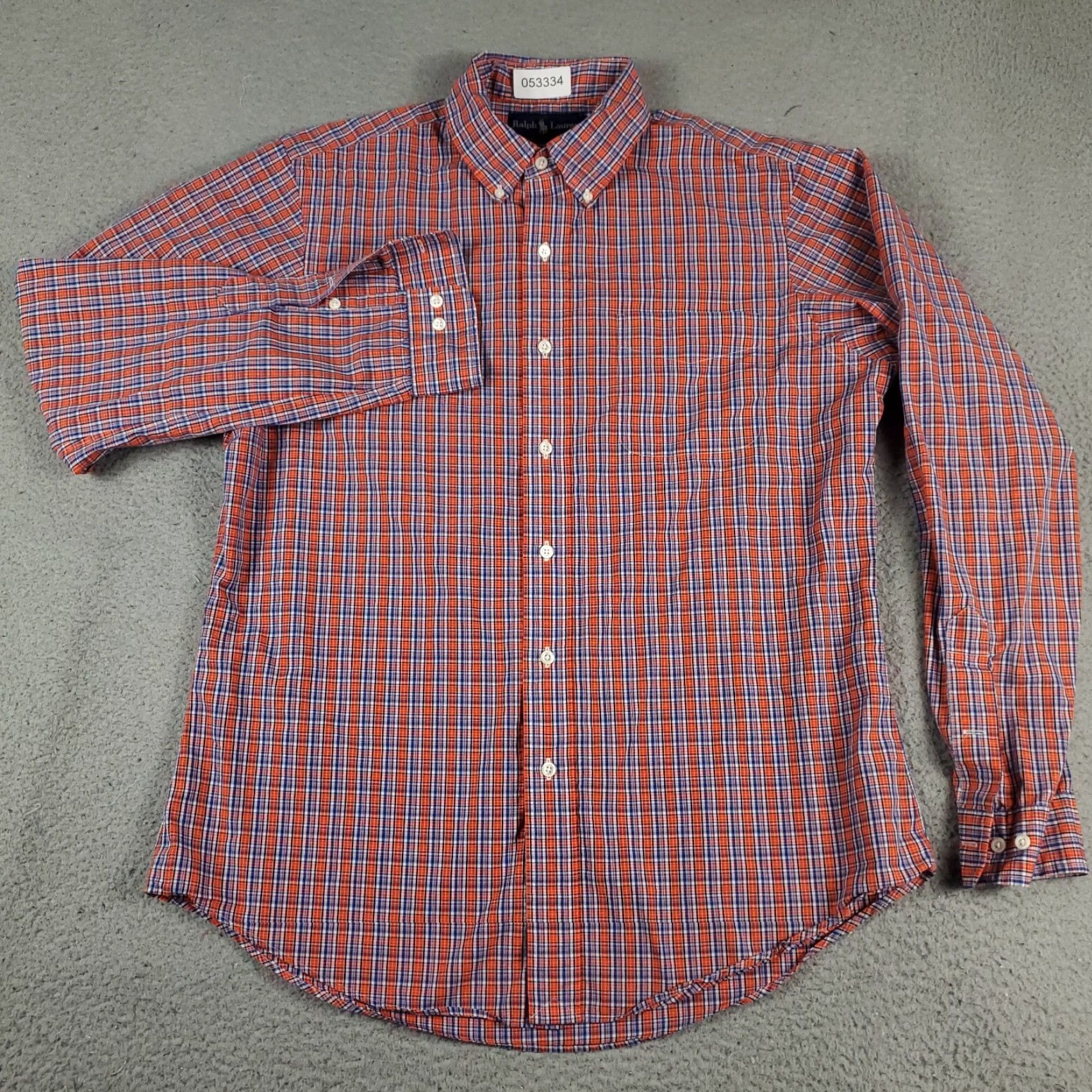 Ralph Lauren Ralph Lauren Men's Large Orange Blue Plaid Casual Button-Up Long Sleeve Shirt Size US L / EU 52-54 / 3 - 2 Thumbnail