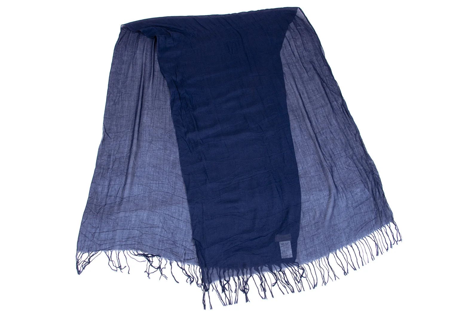 Yohji Yamamoto Yohji Yamamoto Bamboo Nylon Fringe Stole Navy Size ONE SIZE - 2 Thumbnail