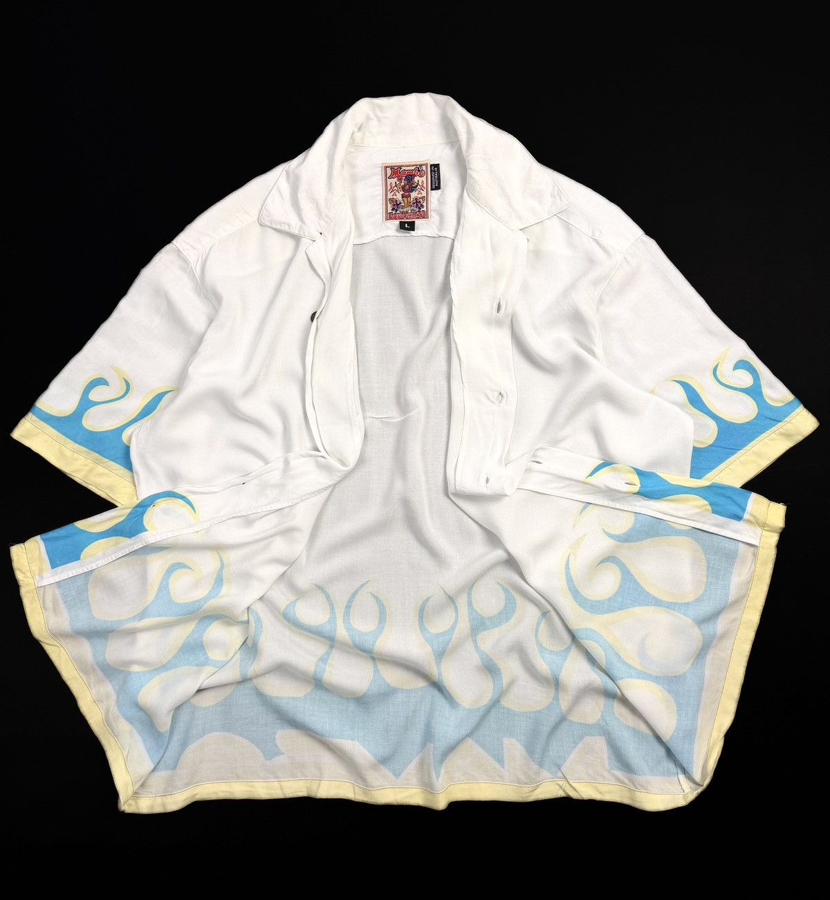 Mambo 90s Mambo Vintage Button Up Shirt White Flame Print Y2K Size US L / EU 52-54 / 3 - 2 Thumbnail