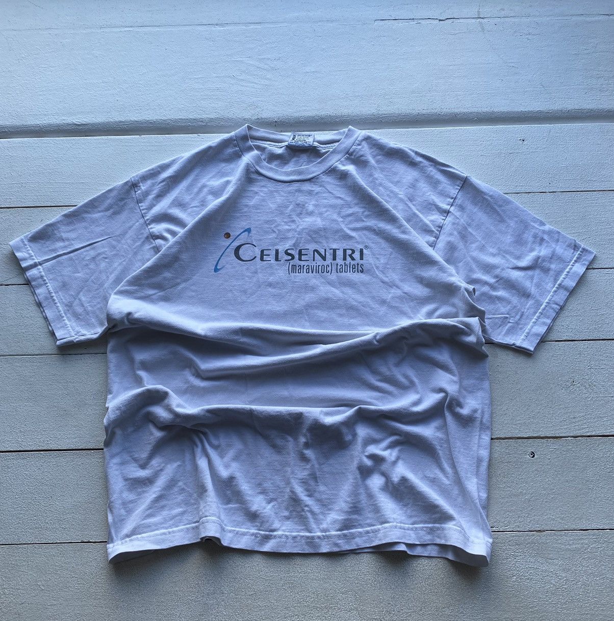Vintage 🔥90s Pfizer Celsentri Maraviroc Tablets Drug Like Rare Shirt Size US XL / EU 56 / 4 - 1 Thumbnail