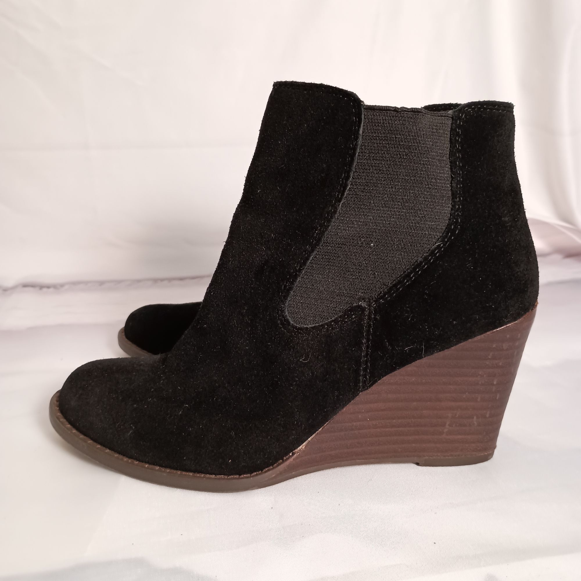 Lucky Brand Lucky Brand Yamka Black Suede Wedge Booties Women’s Size 7 G Size US 7 / IT 37 - 1 Thumbnail