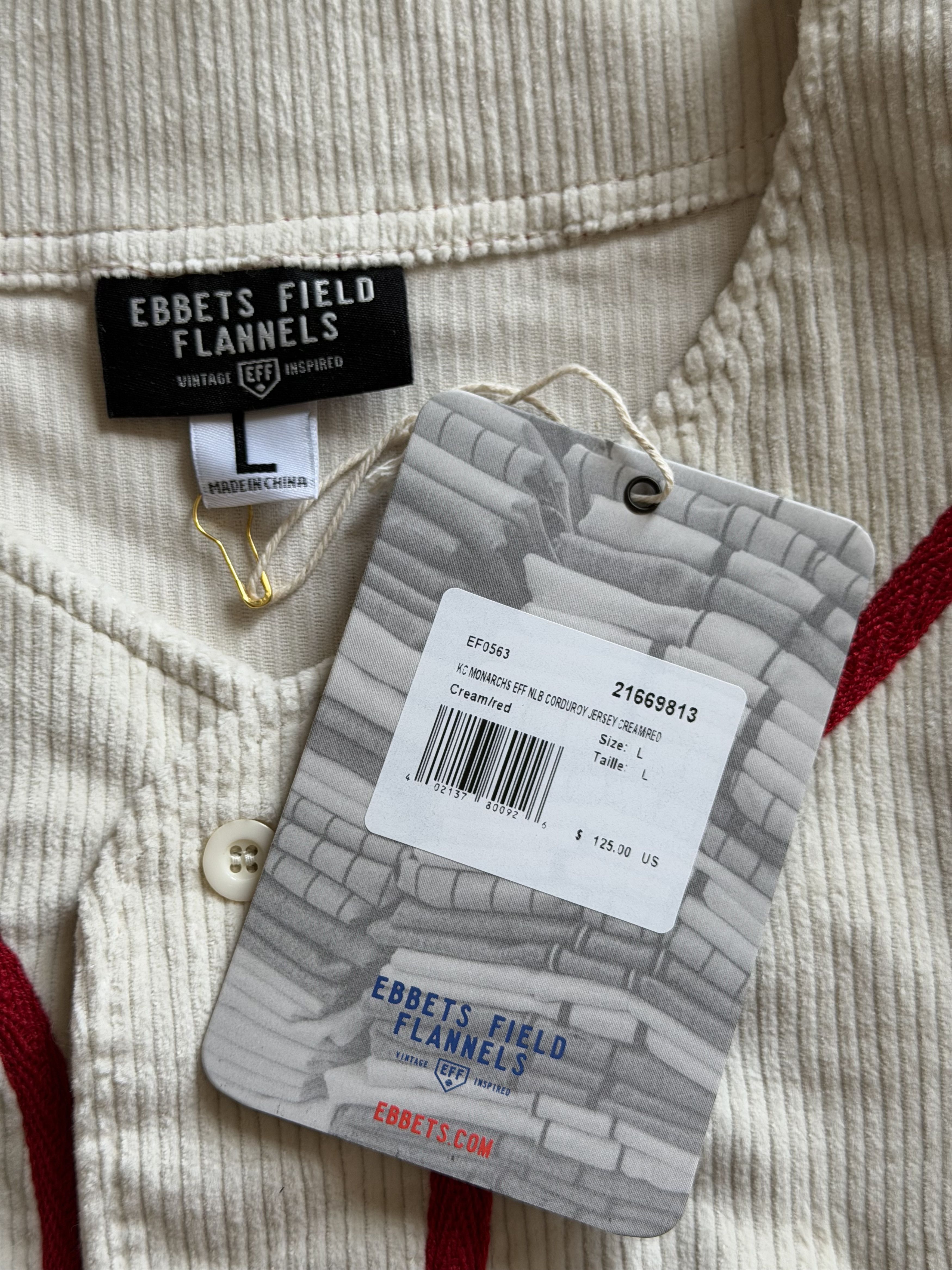 Ebbets Field Flannels Ebbets Field Kansas City Monarchs Corduroy Jersey Size US L / EU 52-54 / 3 - 11 Thumbnail