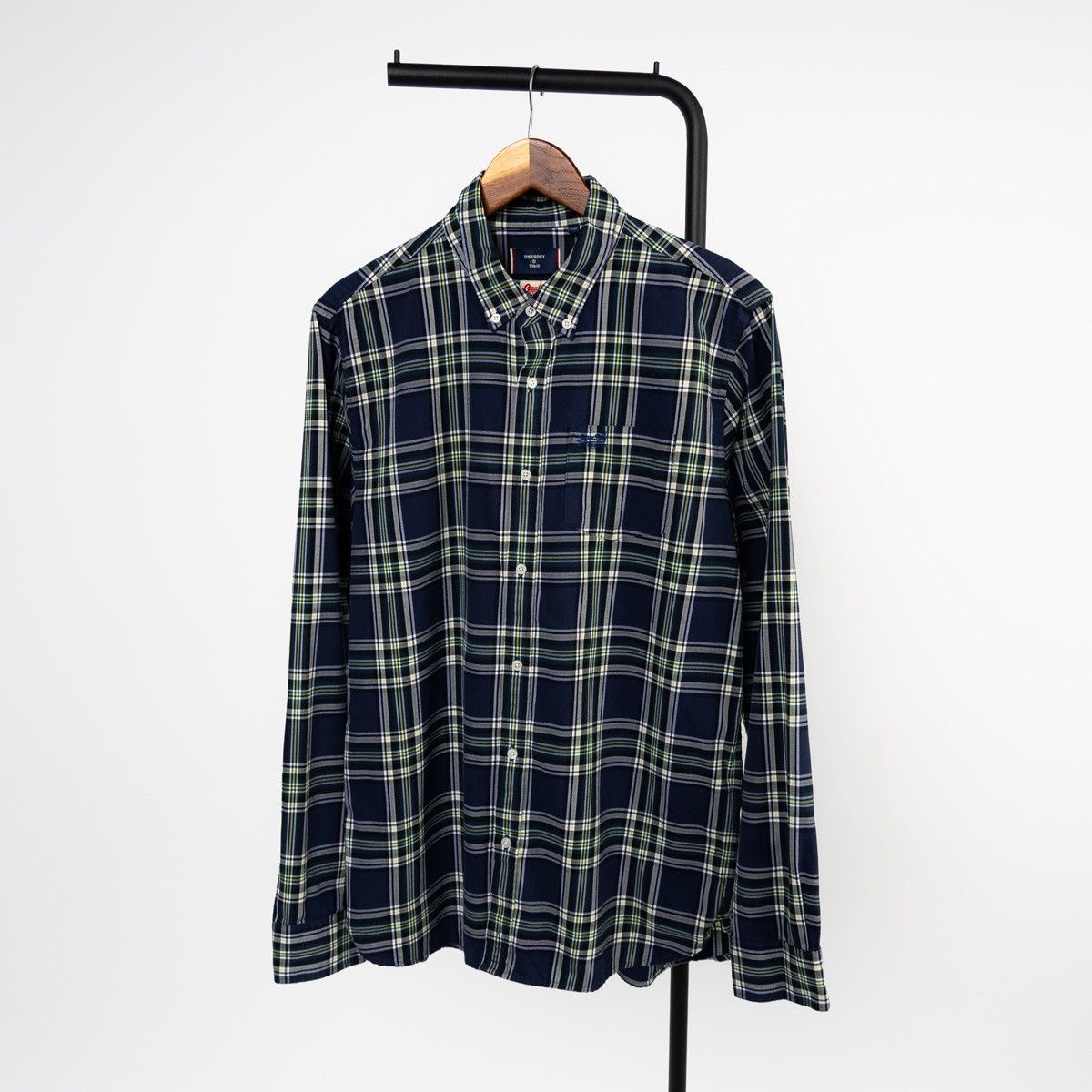 Superdry Superdry Osaka Shirt Mens Plaid Button Down Blue Check LS Size US XL / EU 56 / 4 - 1 Thumbnail