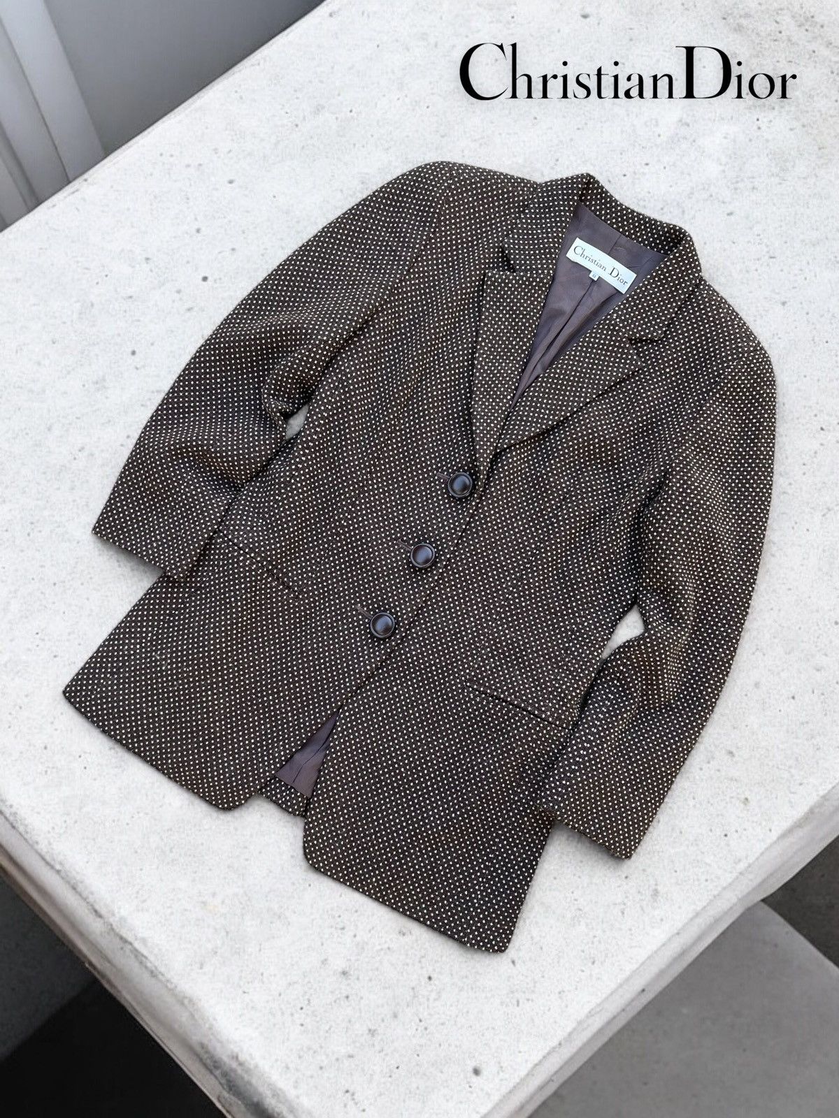 Christian Dior Monsieur 🔥Vintage Christian Dior Polka Dot Button Jacket Size M / US 6-8 / IT 42-44 - 1 Thumbnail