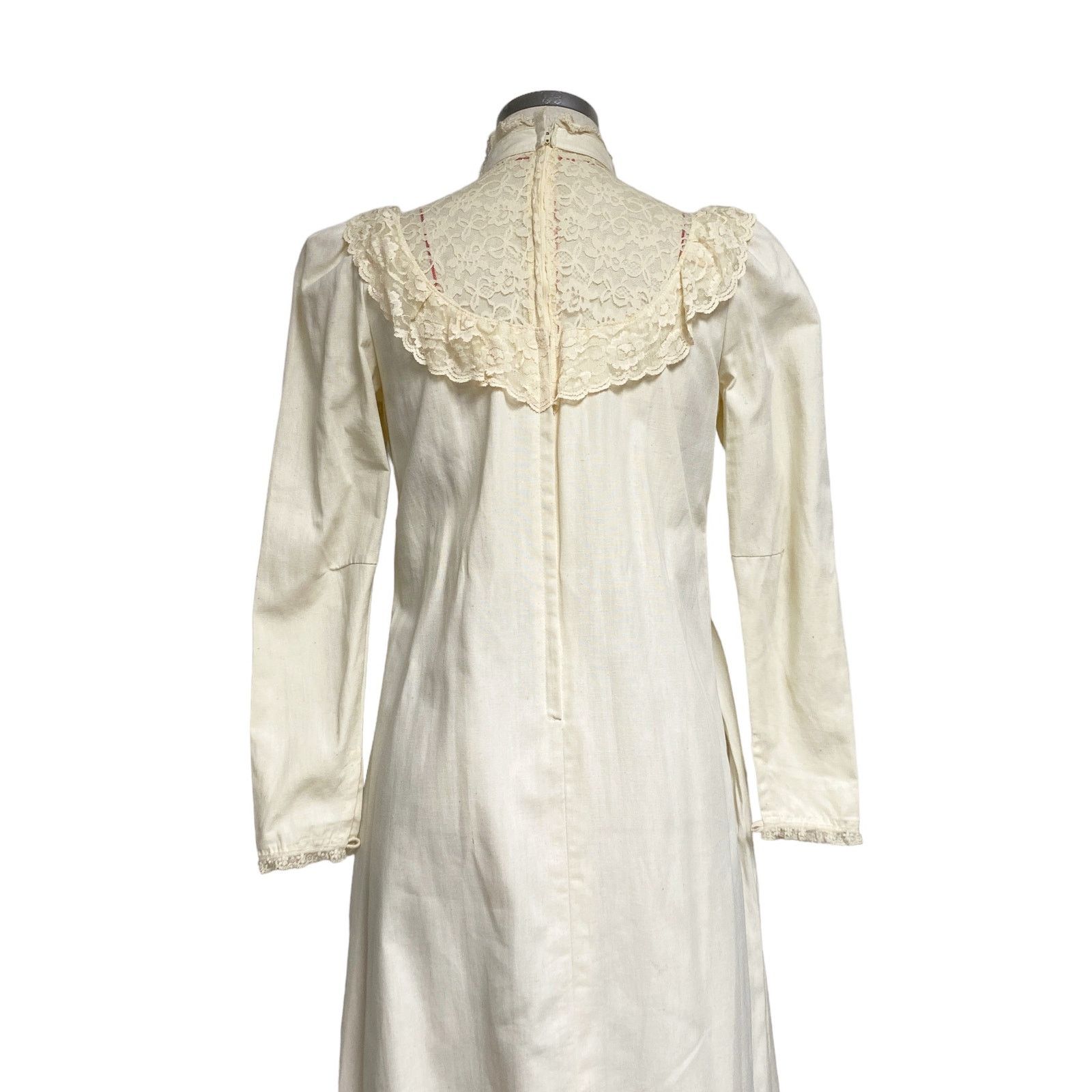 Vintage Vintage Womens Canvas Lace Mockneck Puff Sleeve Dress Size ONE SIZE - 4 Thumbnail