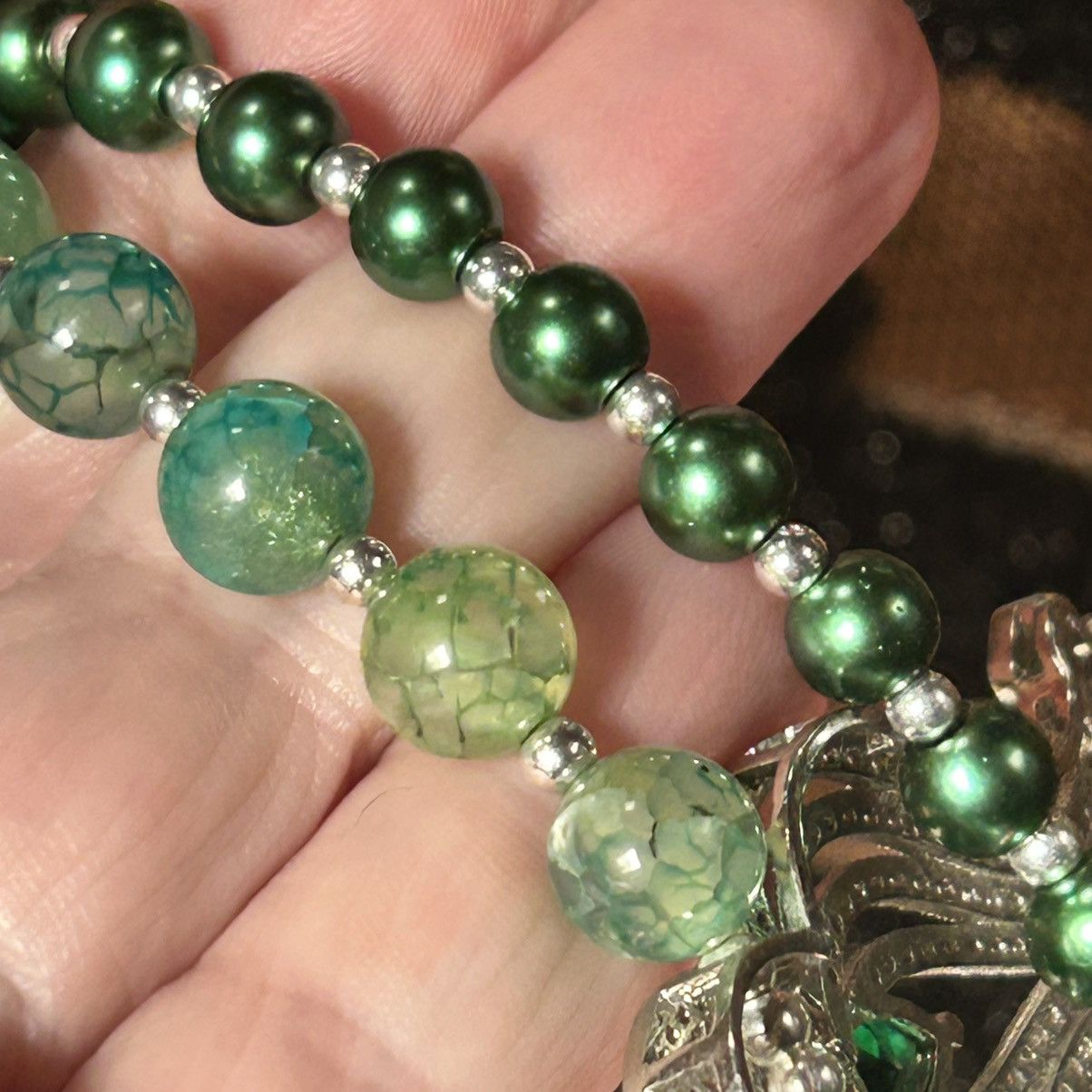 Handmade Handcrafted elegant double strand Czech glass pearl necklace Size ONE SIZE - 8 Thumbnail